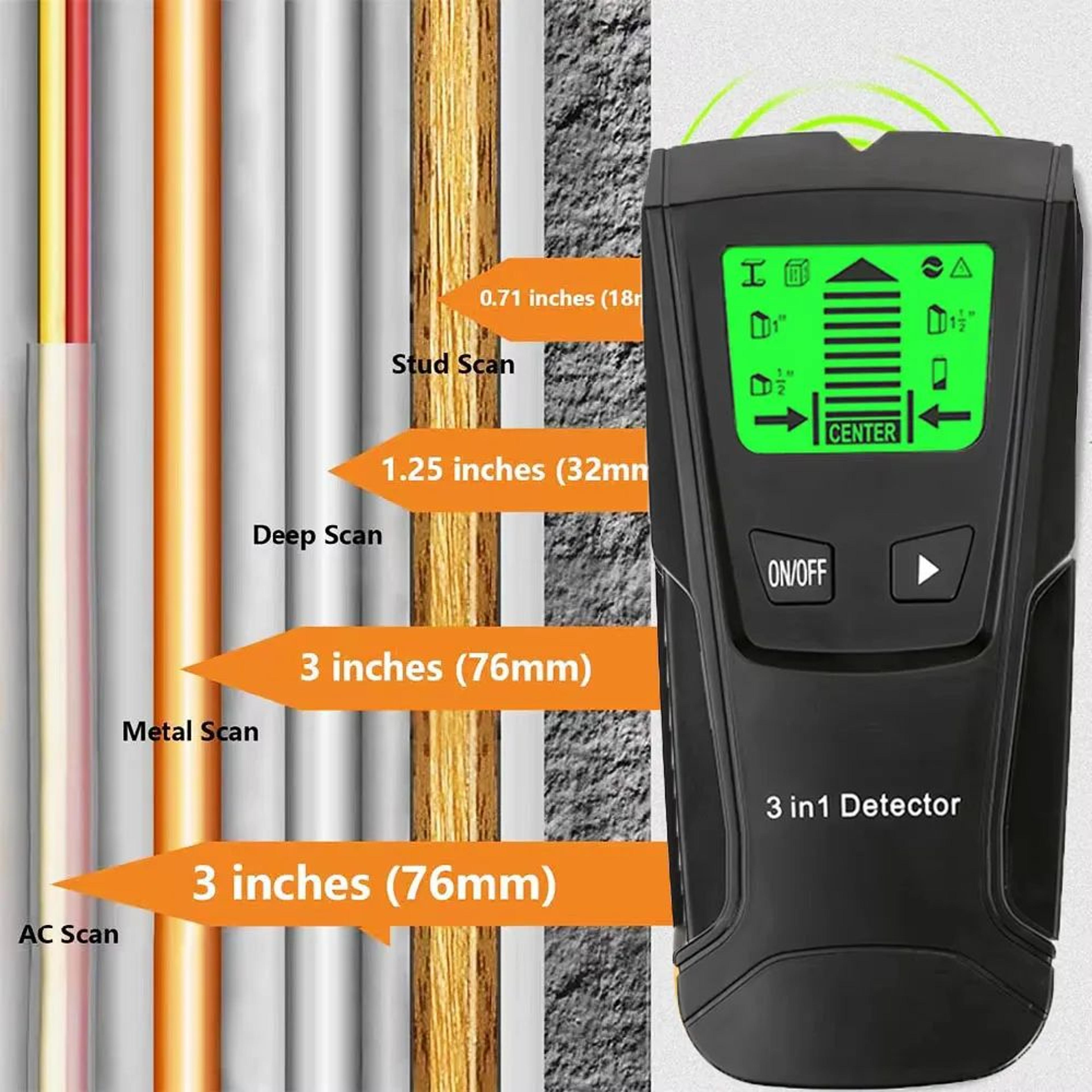 3-in-1 wall scanner stud finder – metal, wood & live wire detector for safe drilling