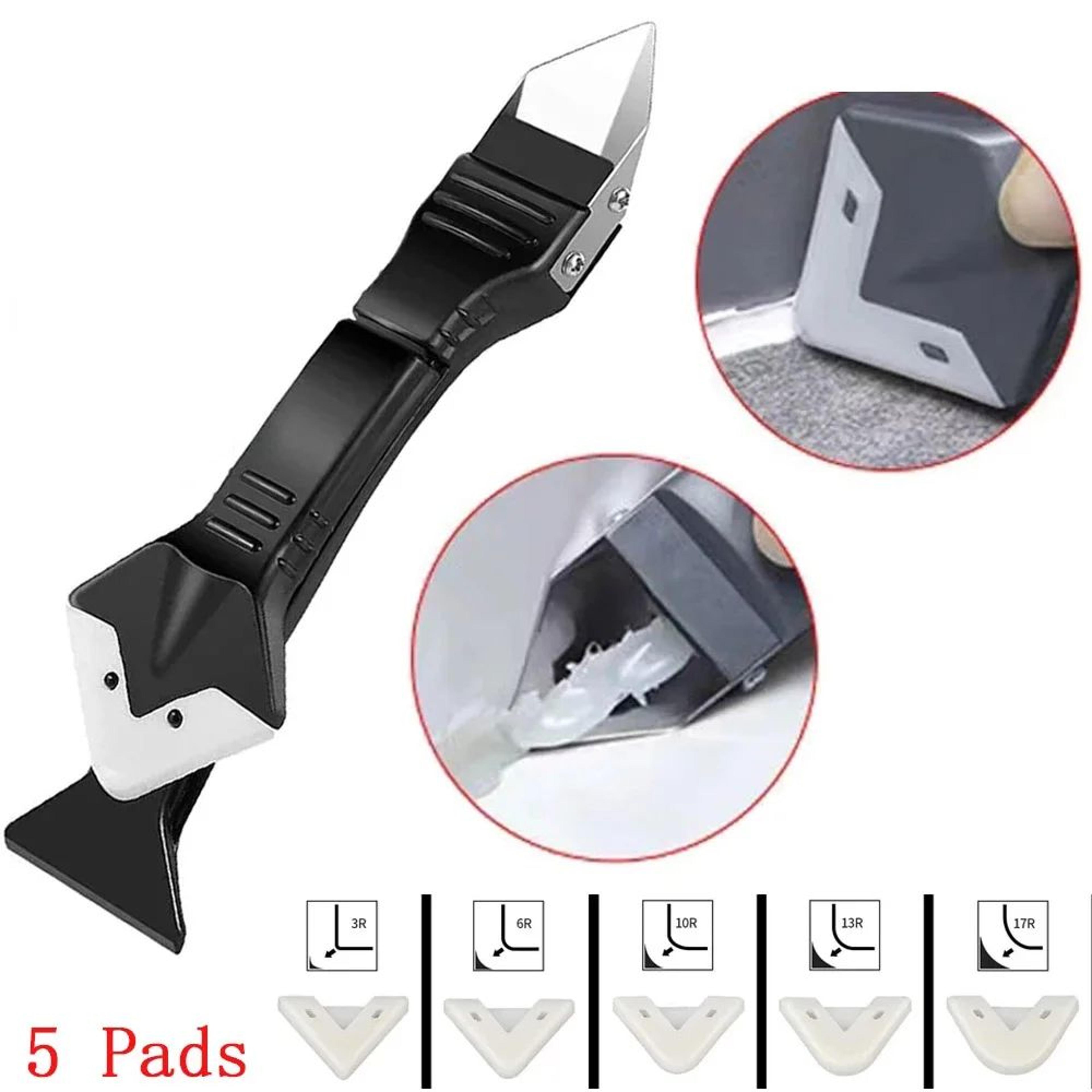 5-in-1 caulking tool kit – silicone scraper, glue remover & grout finishing tool