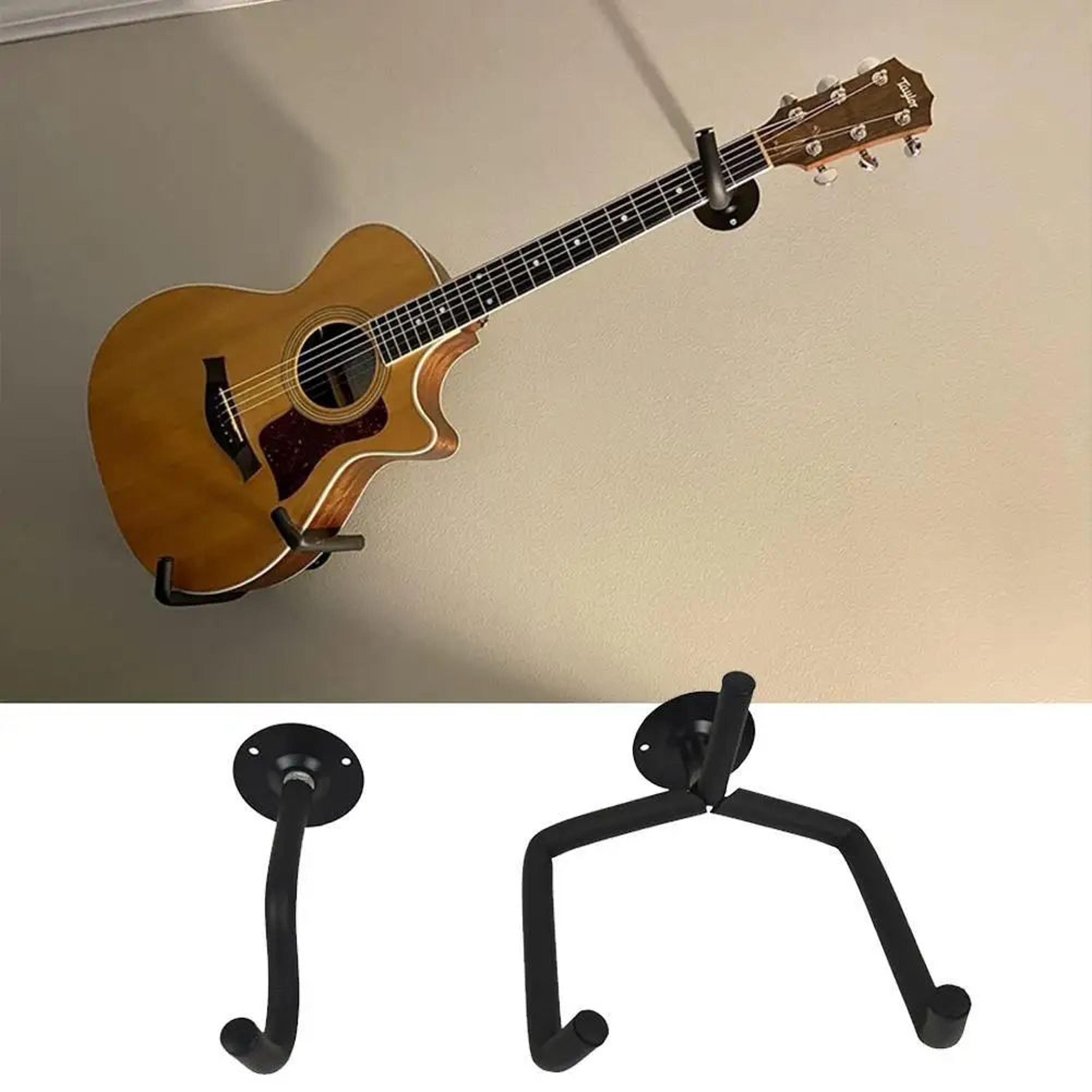 heavy-duty guitar wall mount - horizontal metal guitar hanger for acoustic, bass & string instruments