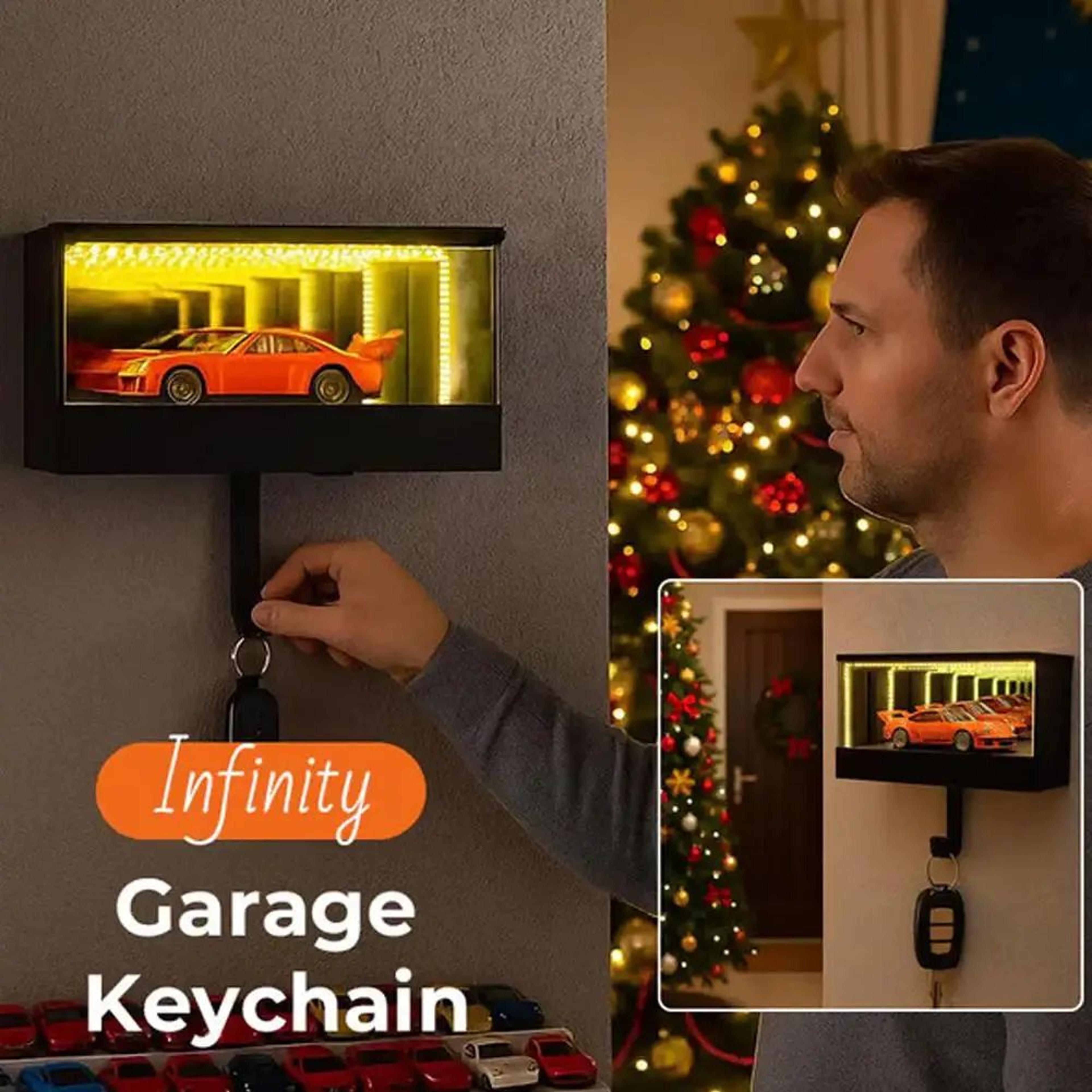 infinity glow illuminated key holder - modern garage key hook with infinity mirror effect