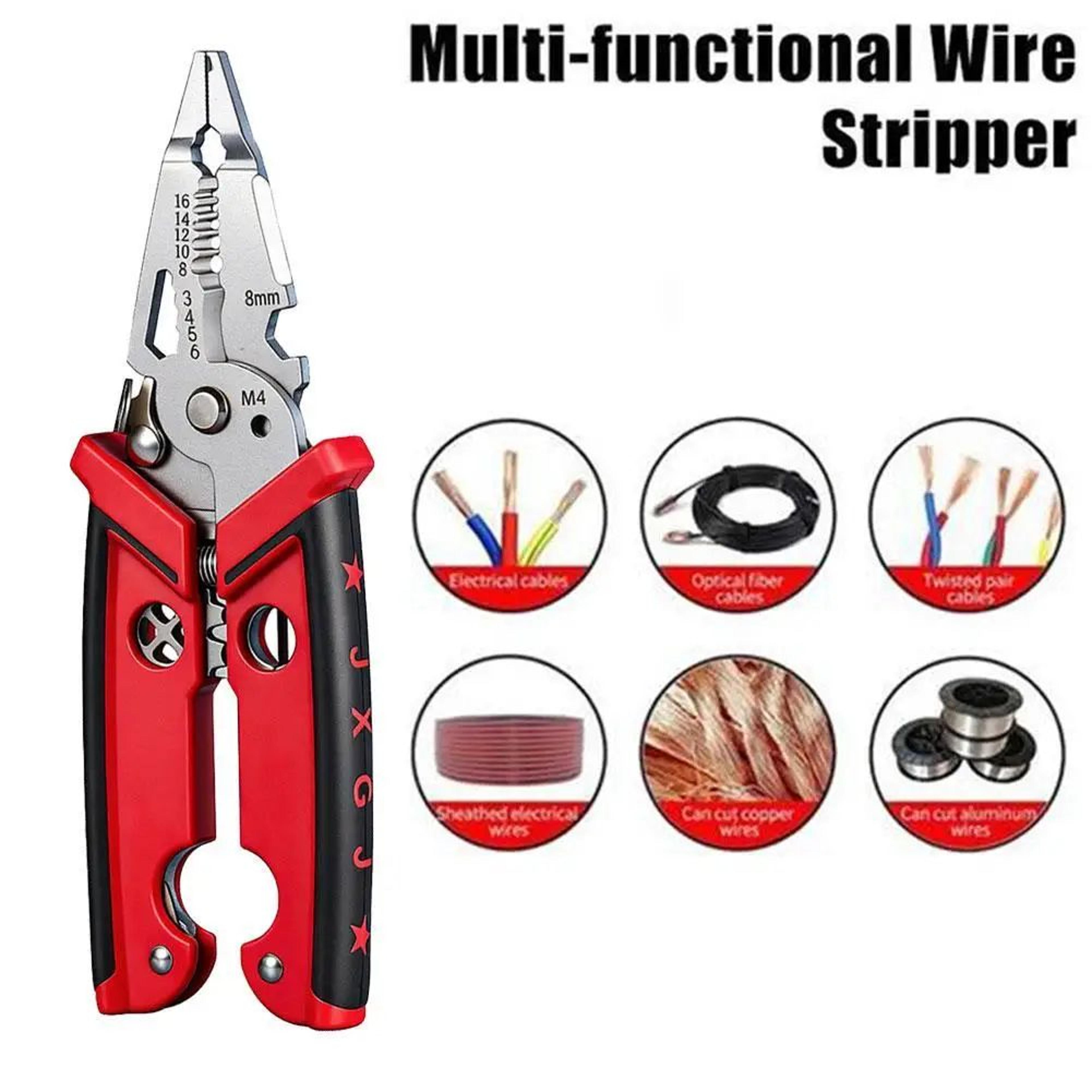 progrip wire stripping pliers - heavy-duty multifunction electrician pliers for cutting, stripping & crimping