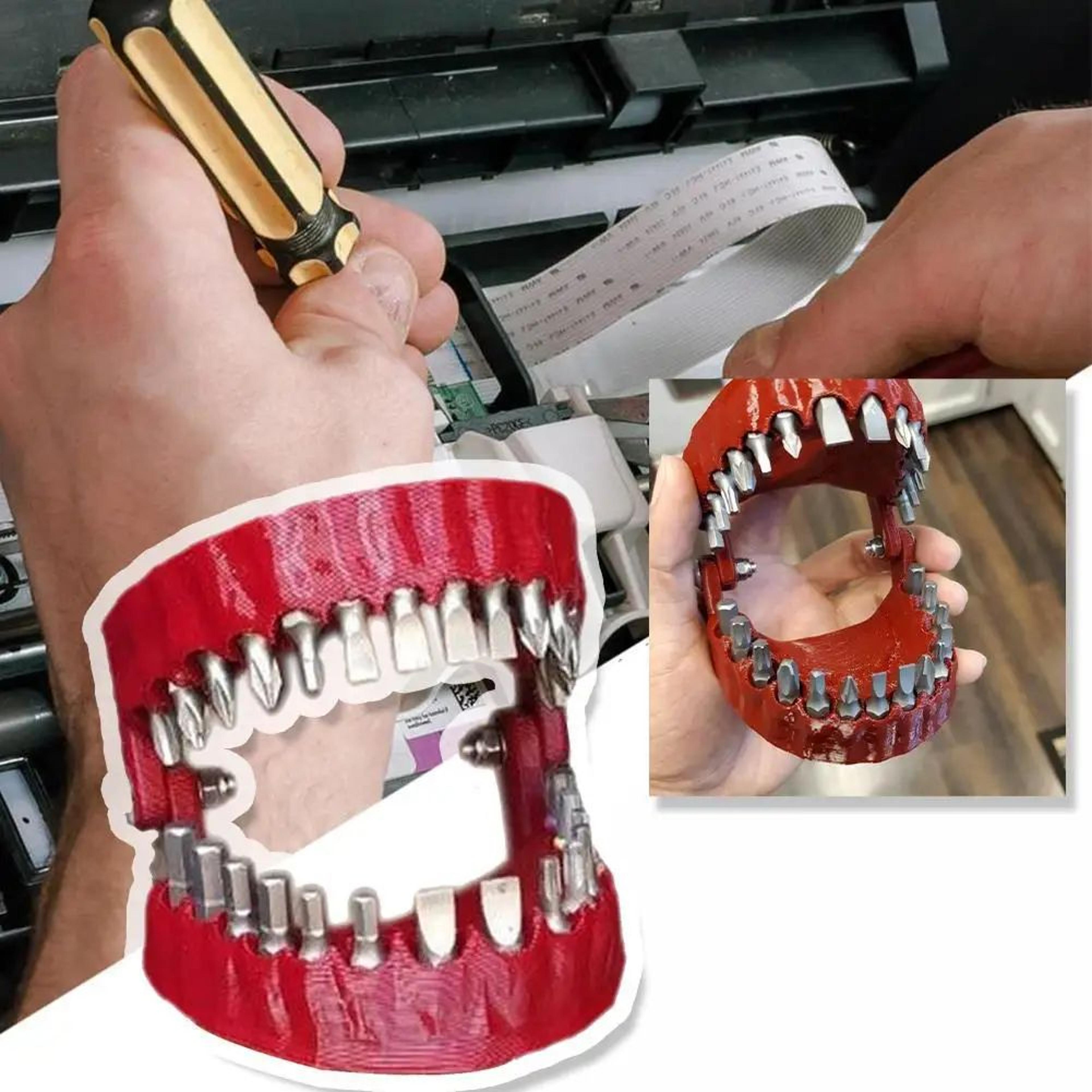 chompbox drill bit holder - funny teeth screwdriver bit set with 28 bits (1/4 hex)