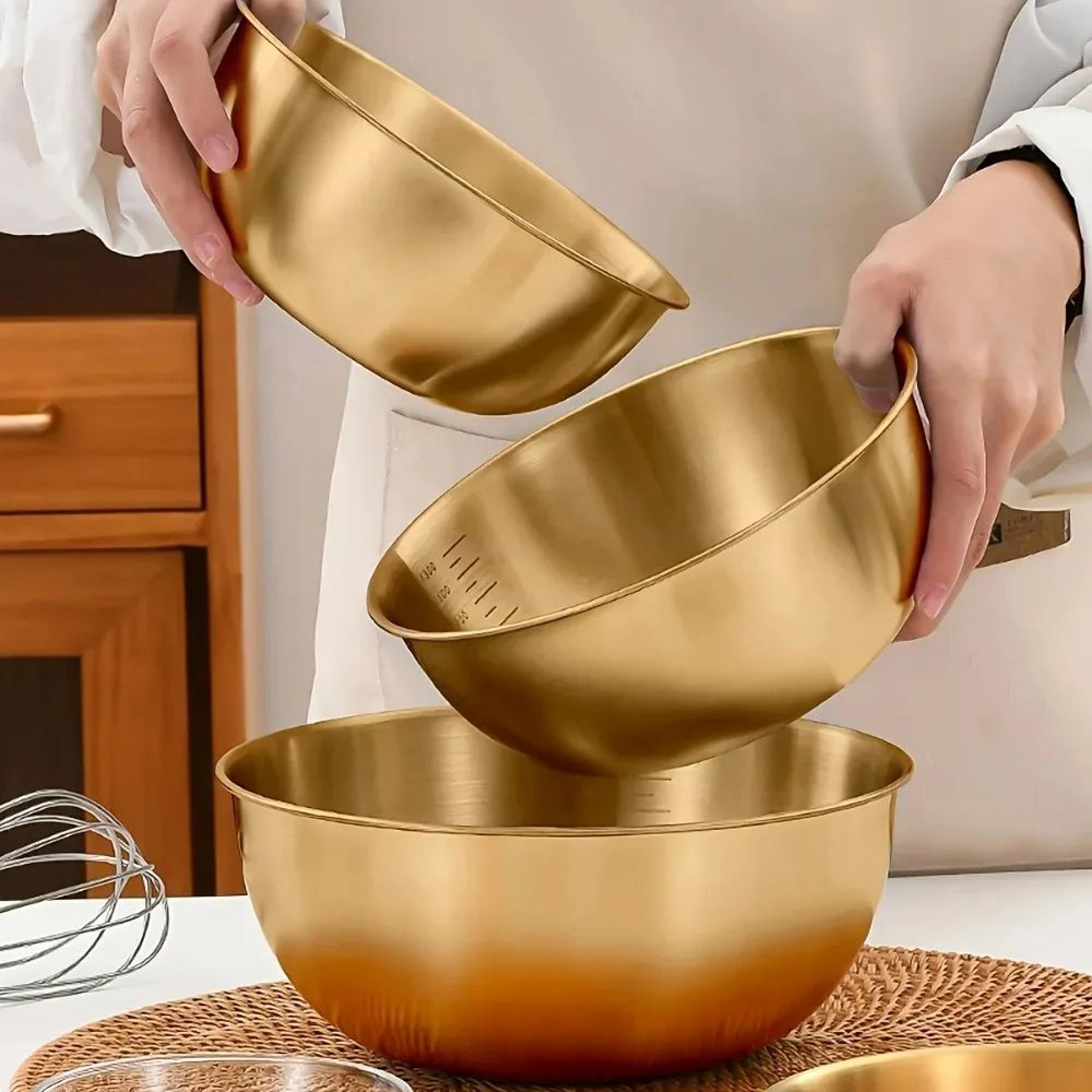 3-piece stainless steel mixing bowl set – oven-safe graduated salad and baking bowls