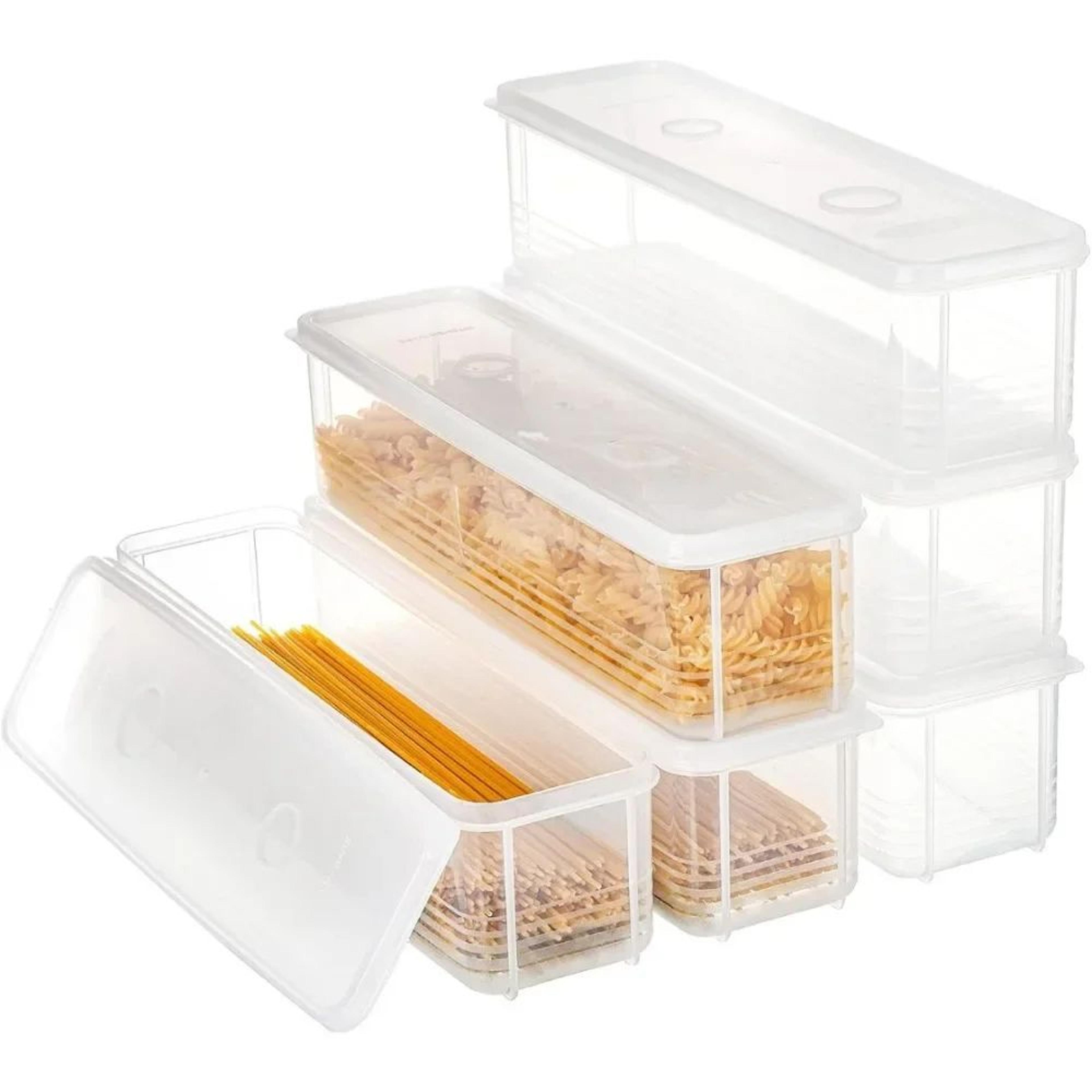 4-piece airtight food storage containers – transparent pasta storage set with secure lids