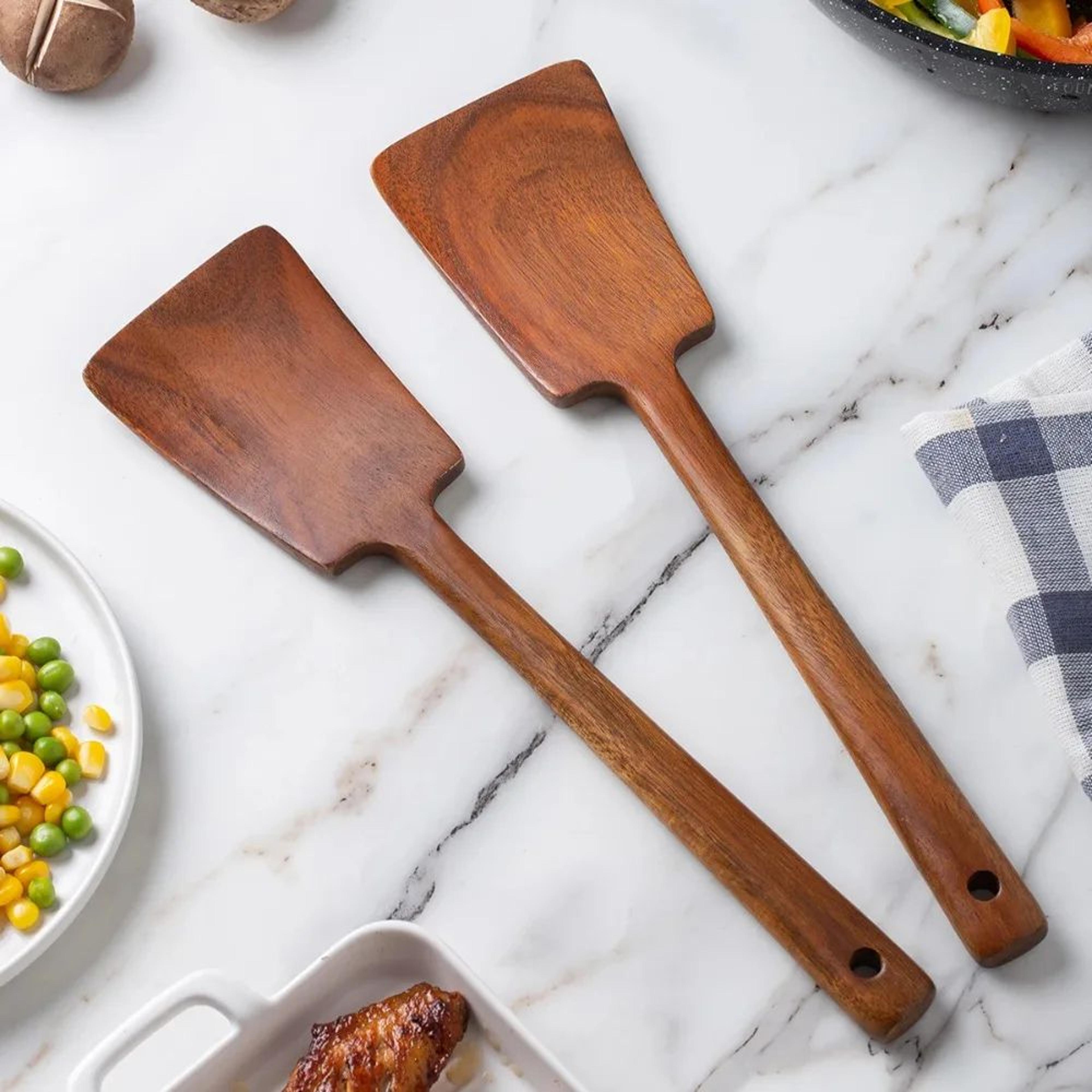 natural wooden spatula for nonstick cookware – durable wooden cooking spatula for everyday use