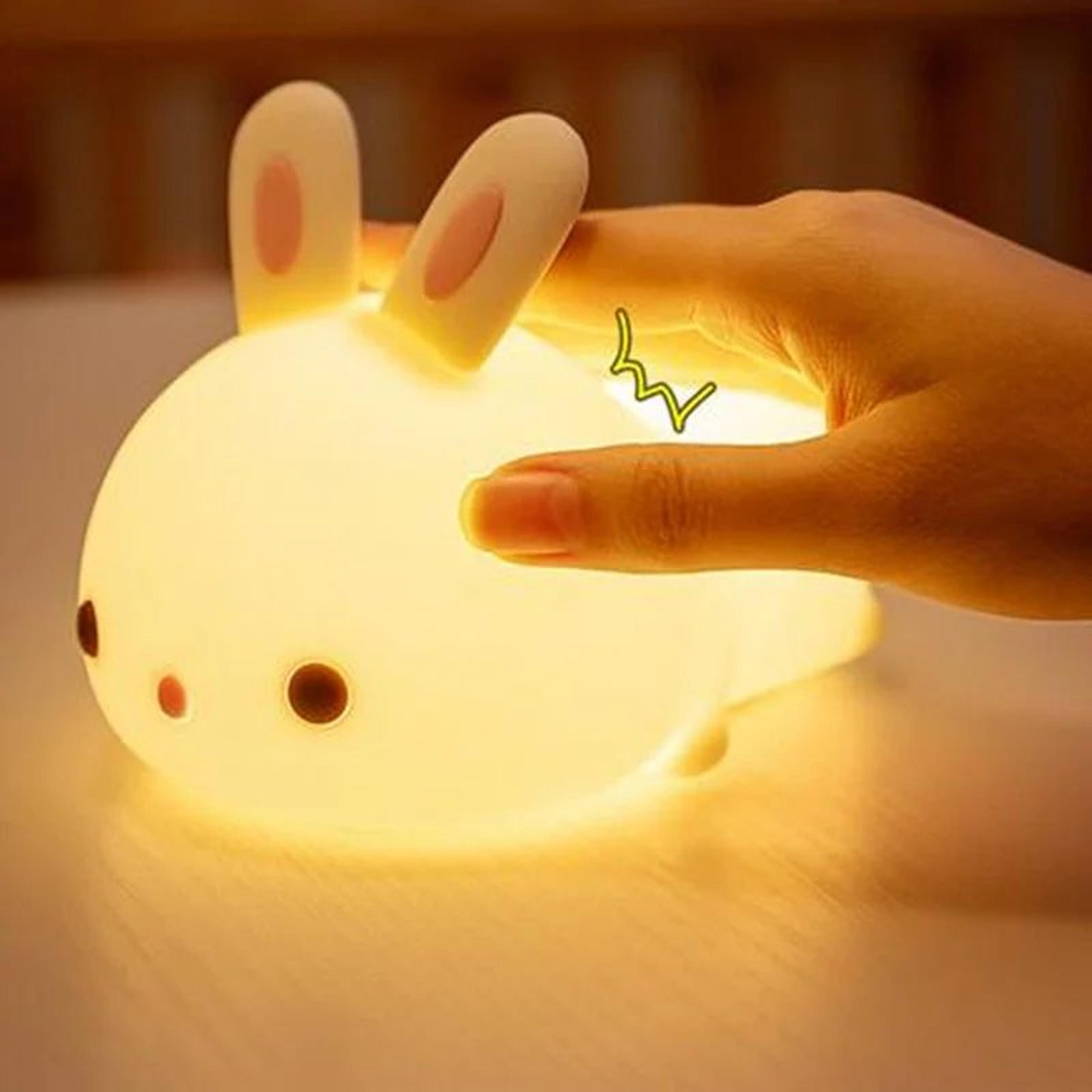 touch sensor rgb bunny night light - silicone bunny lamp with 16 colors, usb rechargeable for kids & babies
