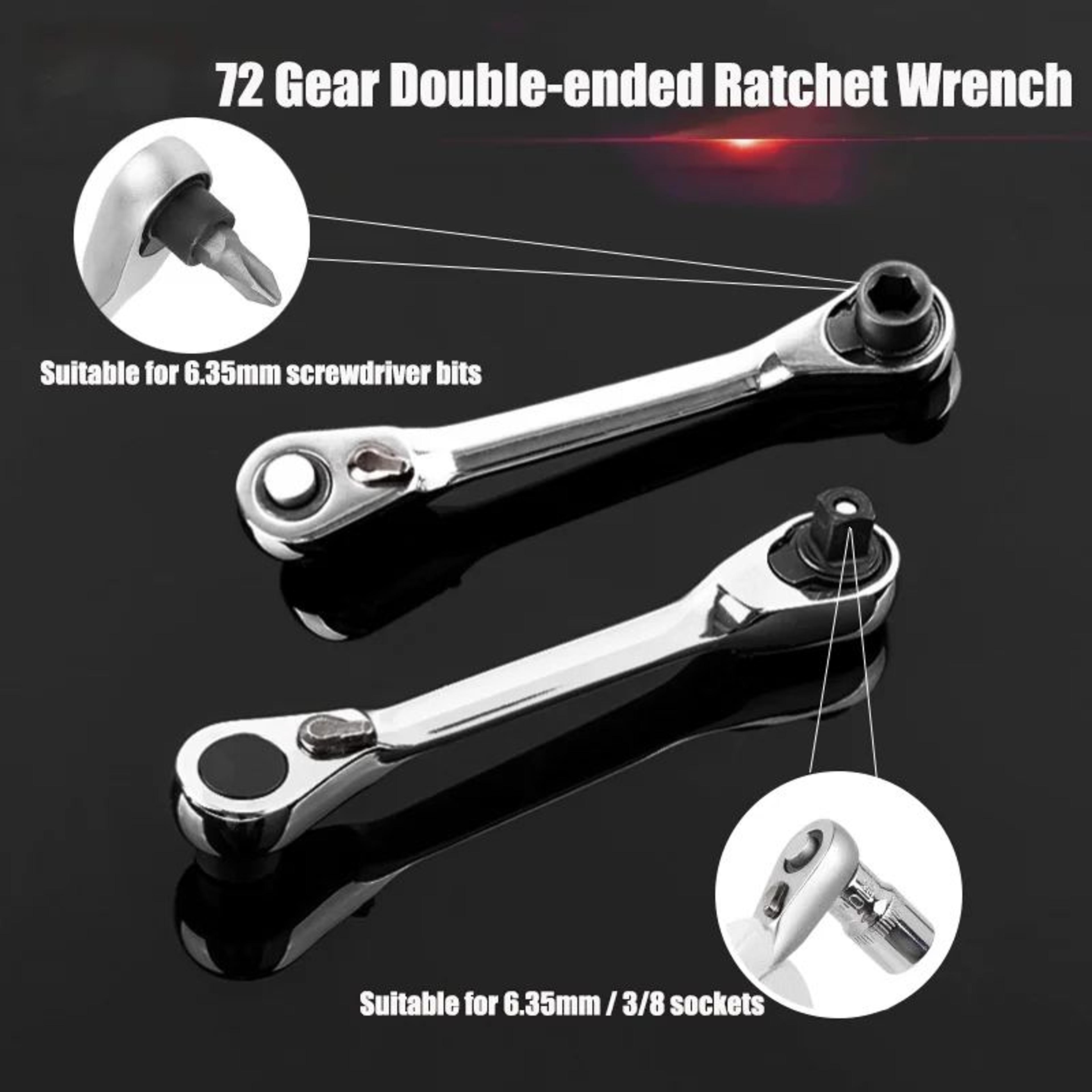 2-in-1 mini ratchet wrench set - socket ratchet wrench with screwdriver bits for tight spaces