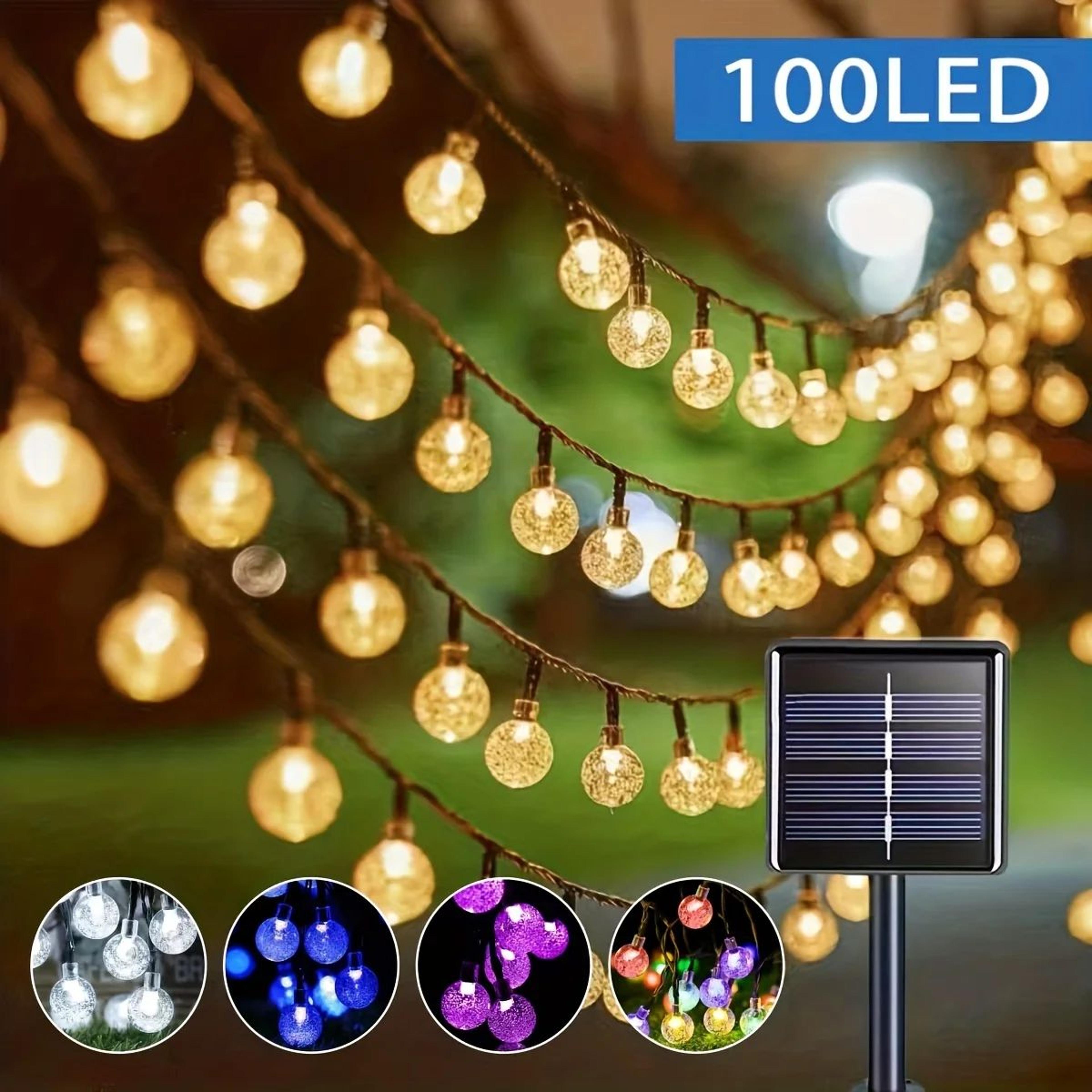 crystal globe solar string lights 39ft – outdoor solar string lights with 100 led, 8 modes, ip65 waterproof