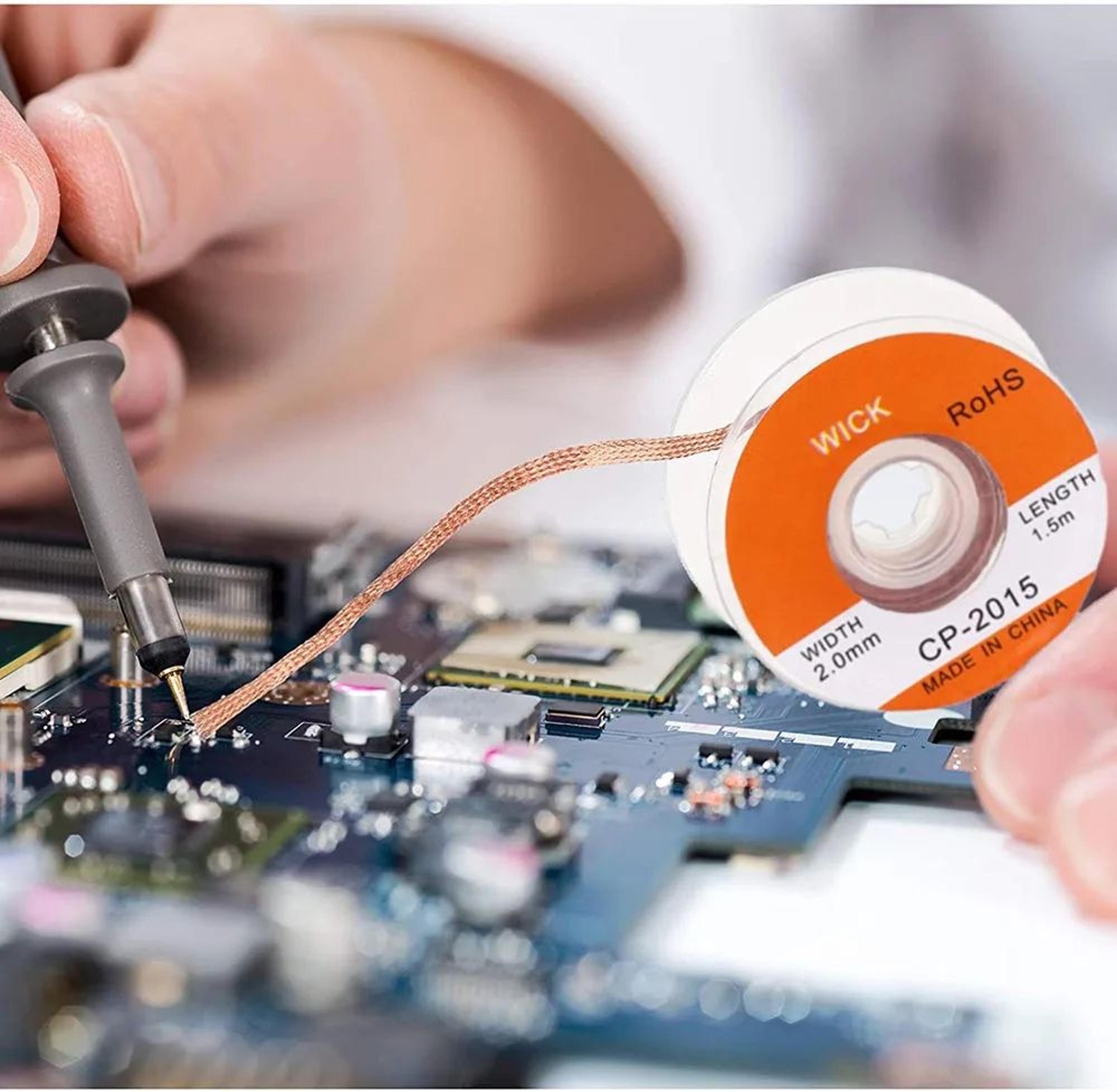 precision desoldering wick wire – fluxed desoldering braid for clean pcb & bga repairs
