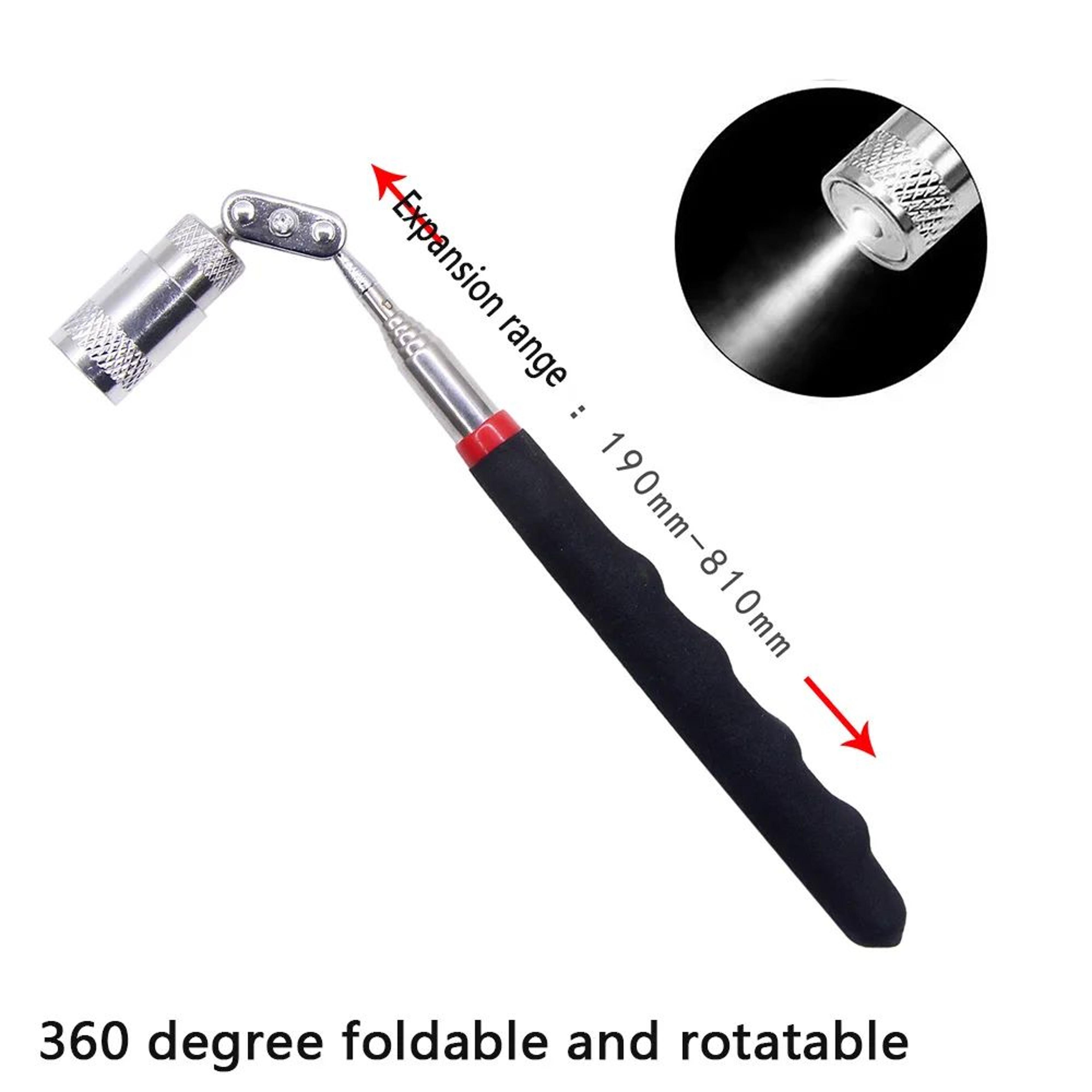 telescopic magnetic pickup tool with led light – portable magnetic pickup tool for nuts, bolts & small parts