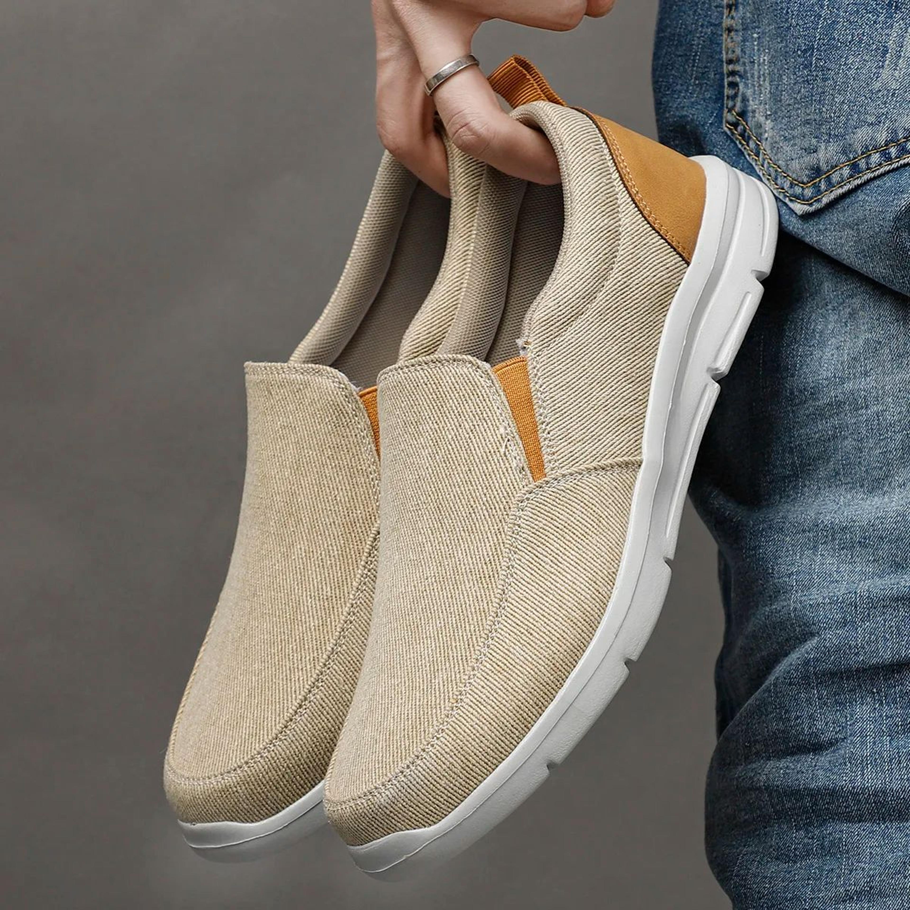 breathable canvas slip-on shoes for men – lightweight summer walking loafers