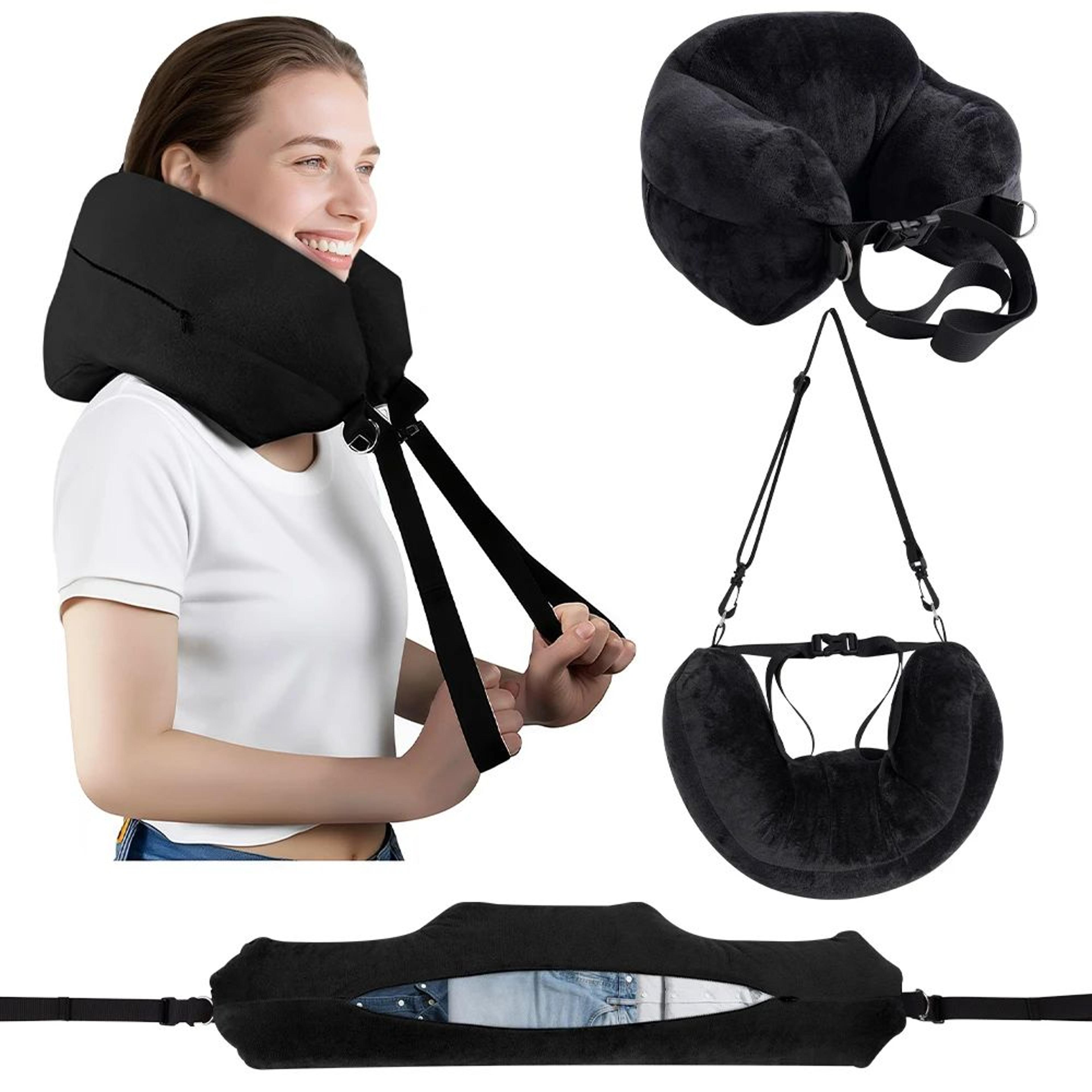flexrest travel comfort pillow – adjustable travel neck pillow with fillable design & washable cover