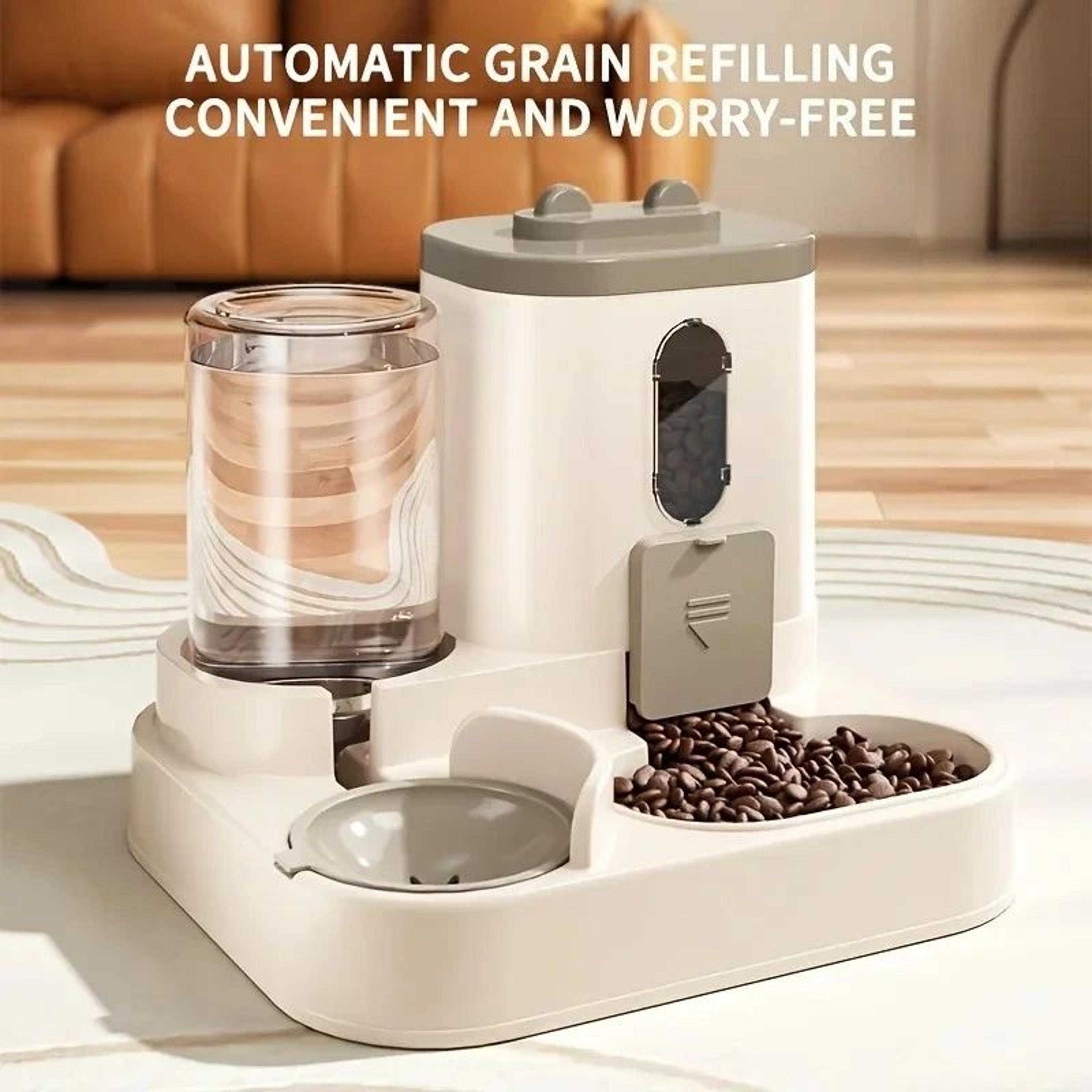 purrflow 2-in-1 automatic cat feeder & water dispenser - automatic cat feeder with integrated water bowl