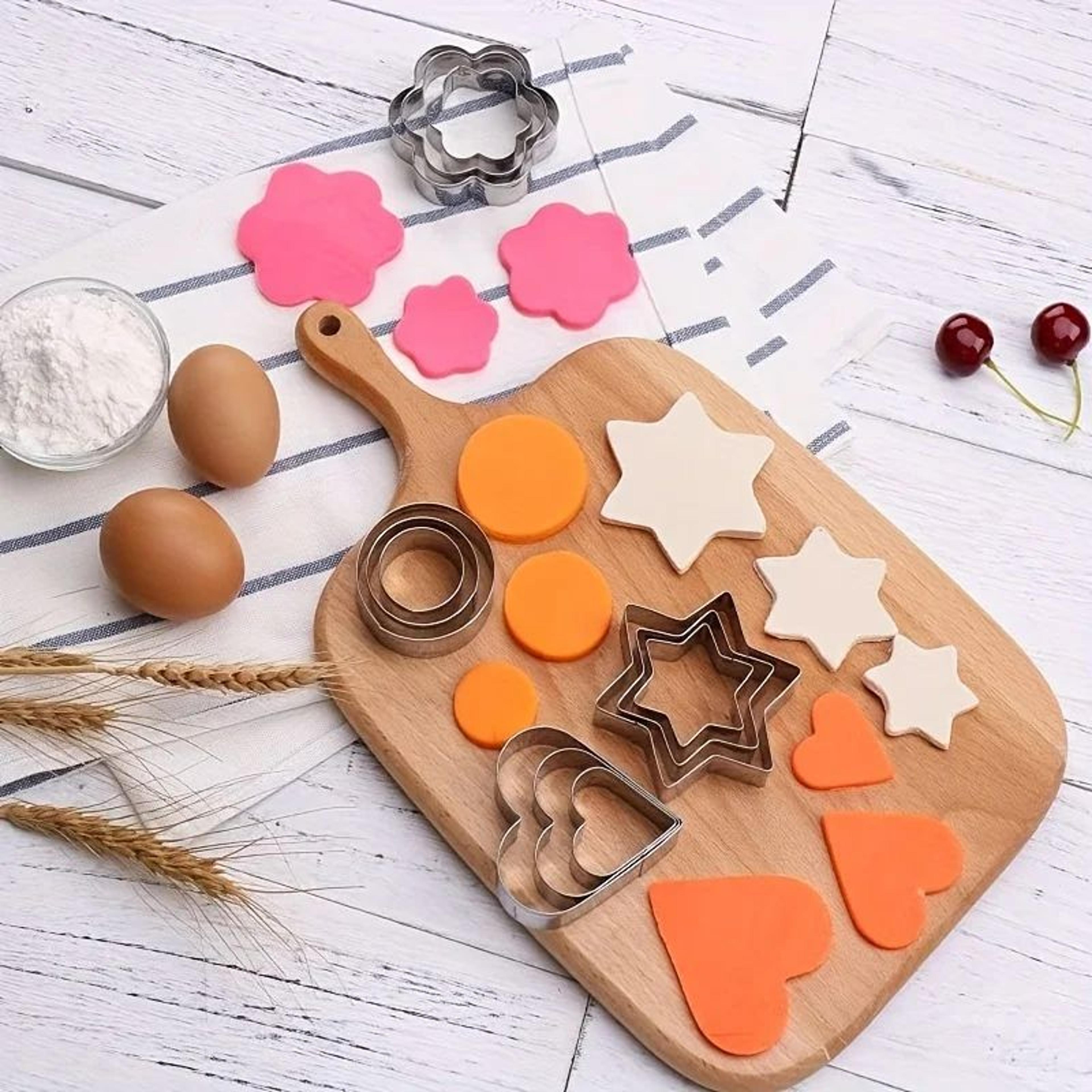 bakejoy 12-piece metal cookie cutter set - creative cookie cutter set for baking & fun meals
