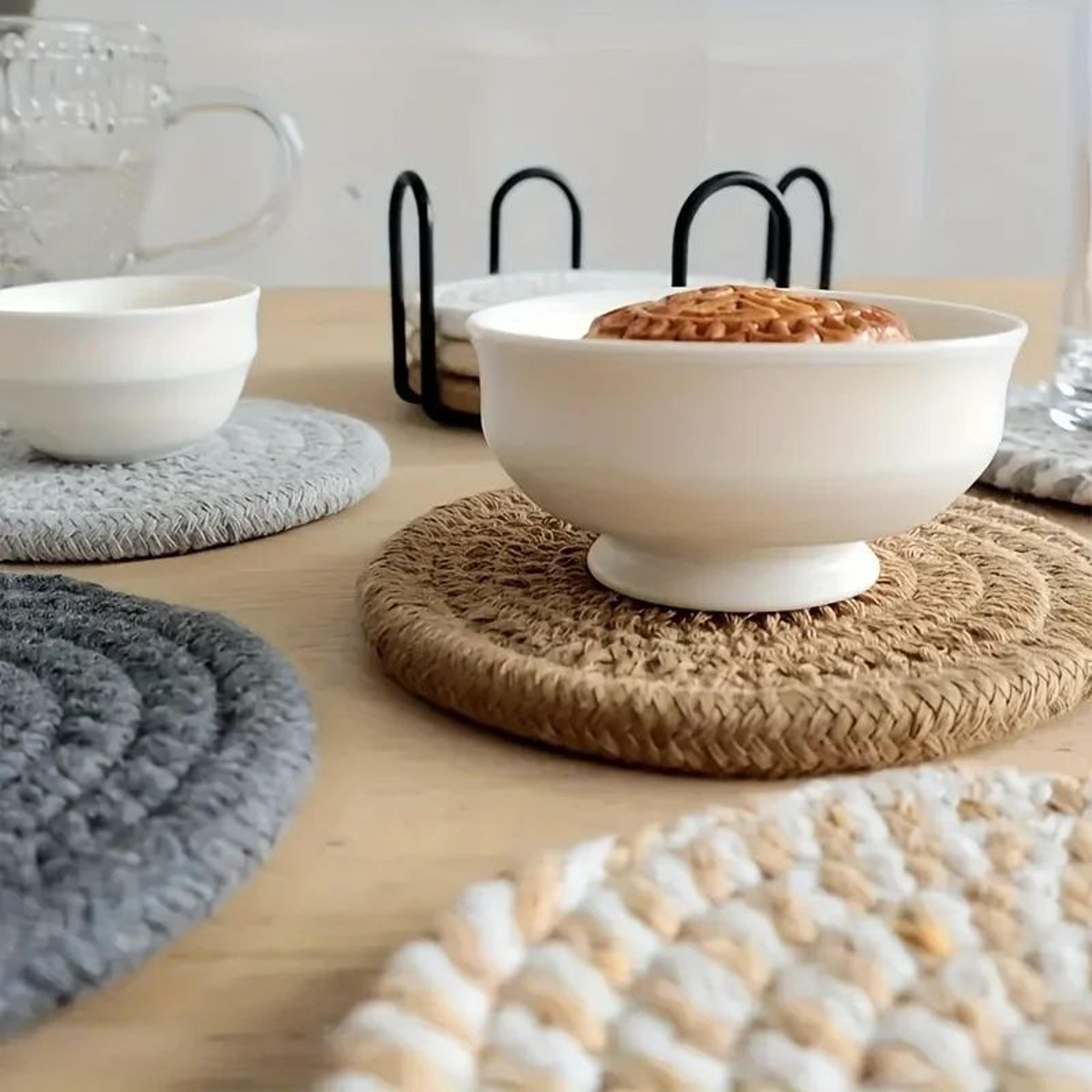 minimalist cotton fabric drink coasters – absorbent coffee table coasters (4pcs)