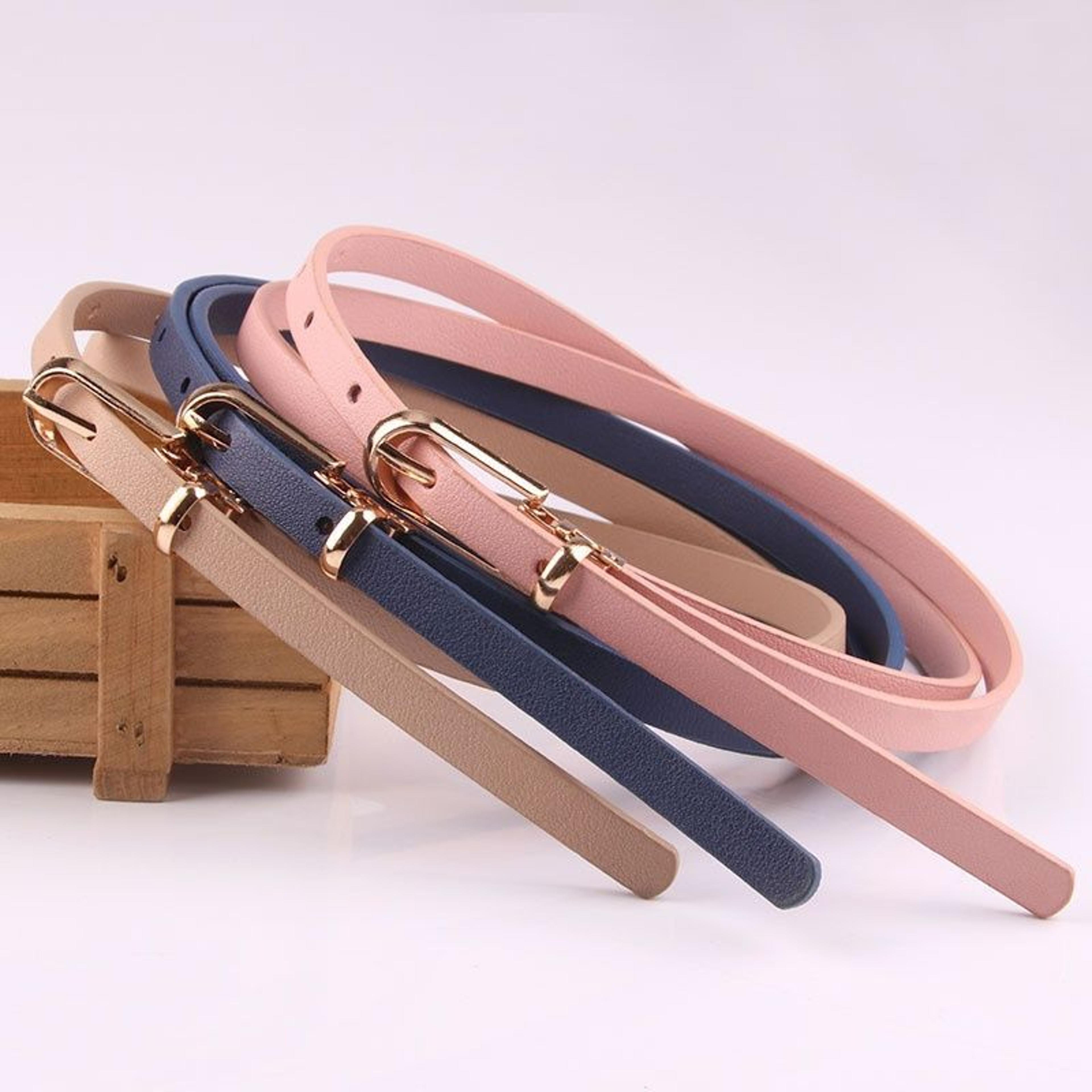 adjustable thin waist belt for women – candy color faux leather fashion belt