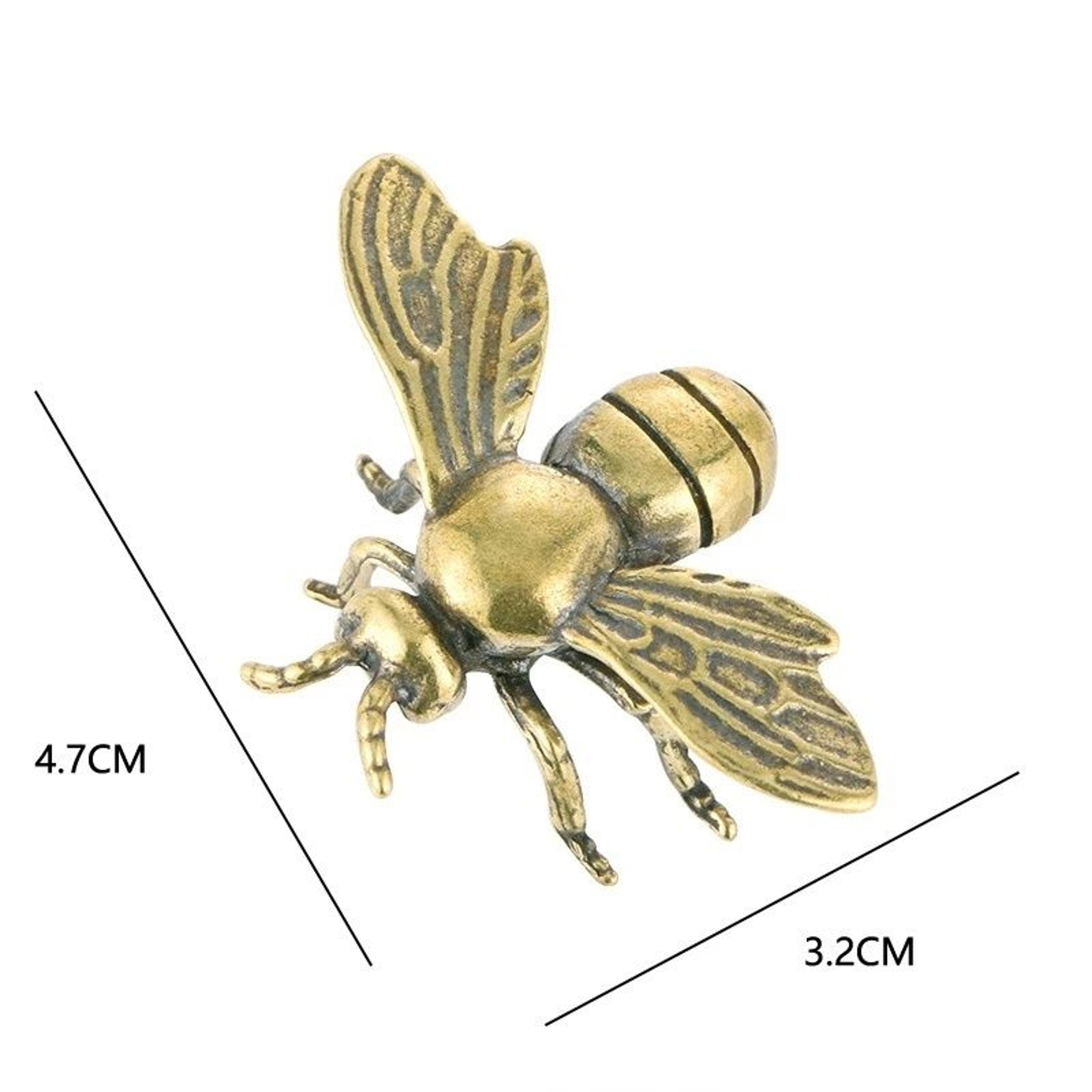 solid brass honeybee figurine – mini insect desk ornament & collectible