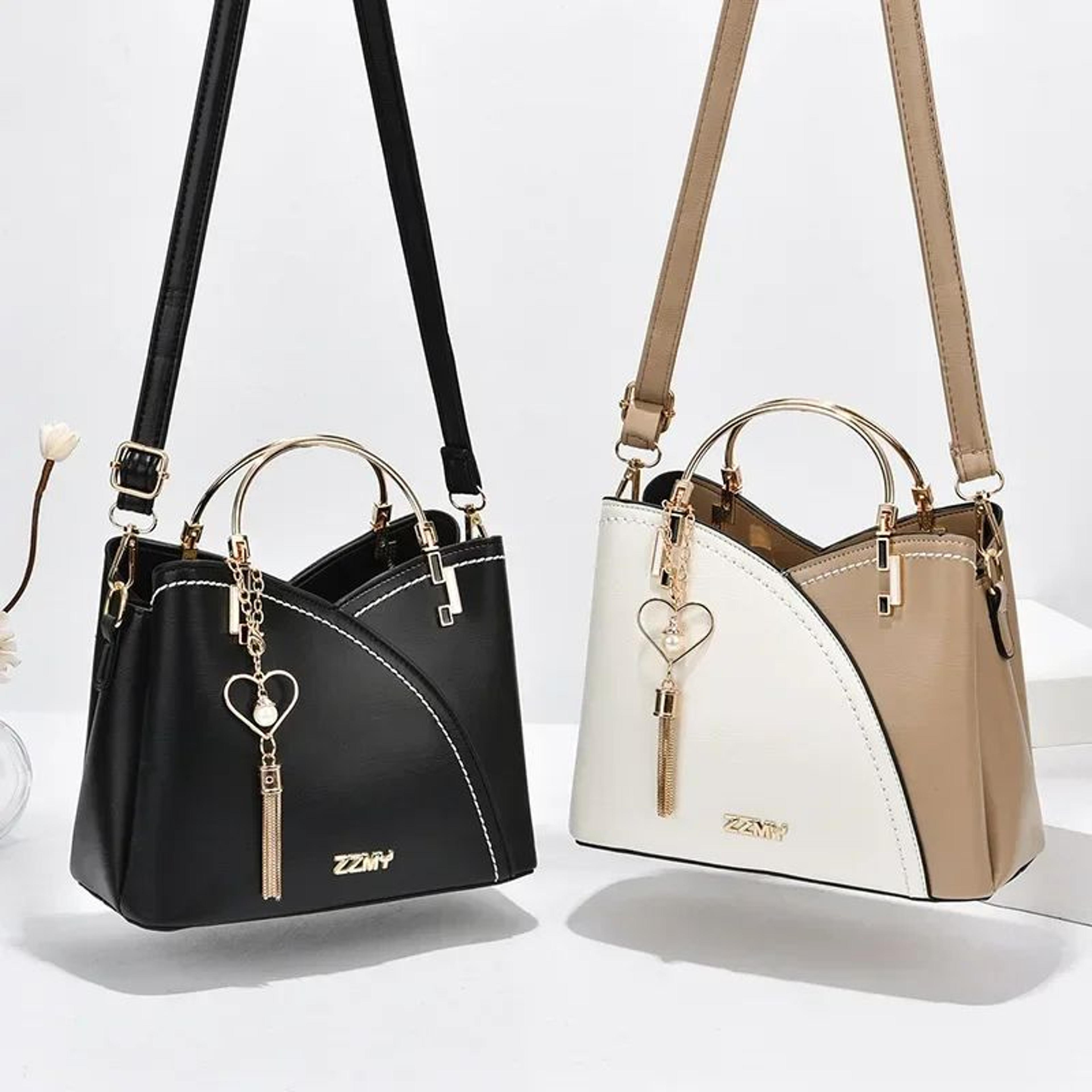 elegant patchwork pu leather shoulder bag – women office messenger handbag