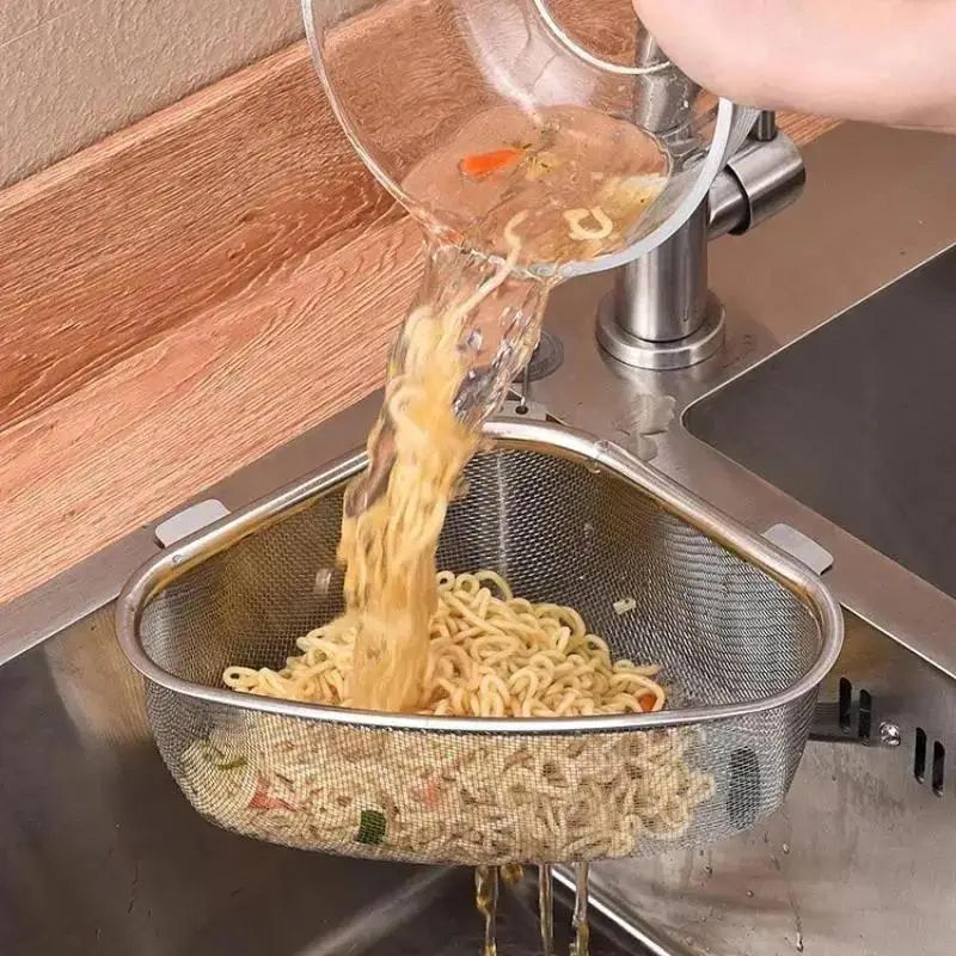 stainless steel sink drain basket – triangle kitchen food filter & organizer rack