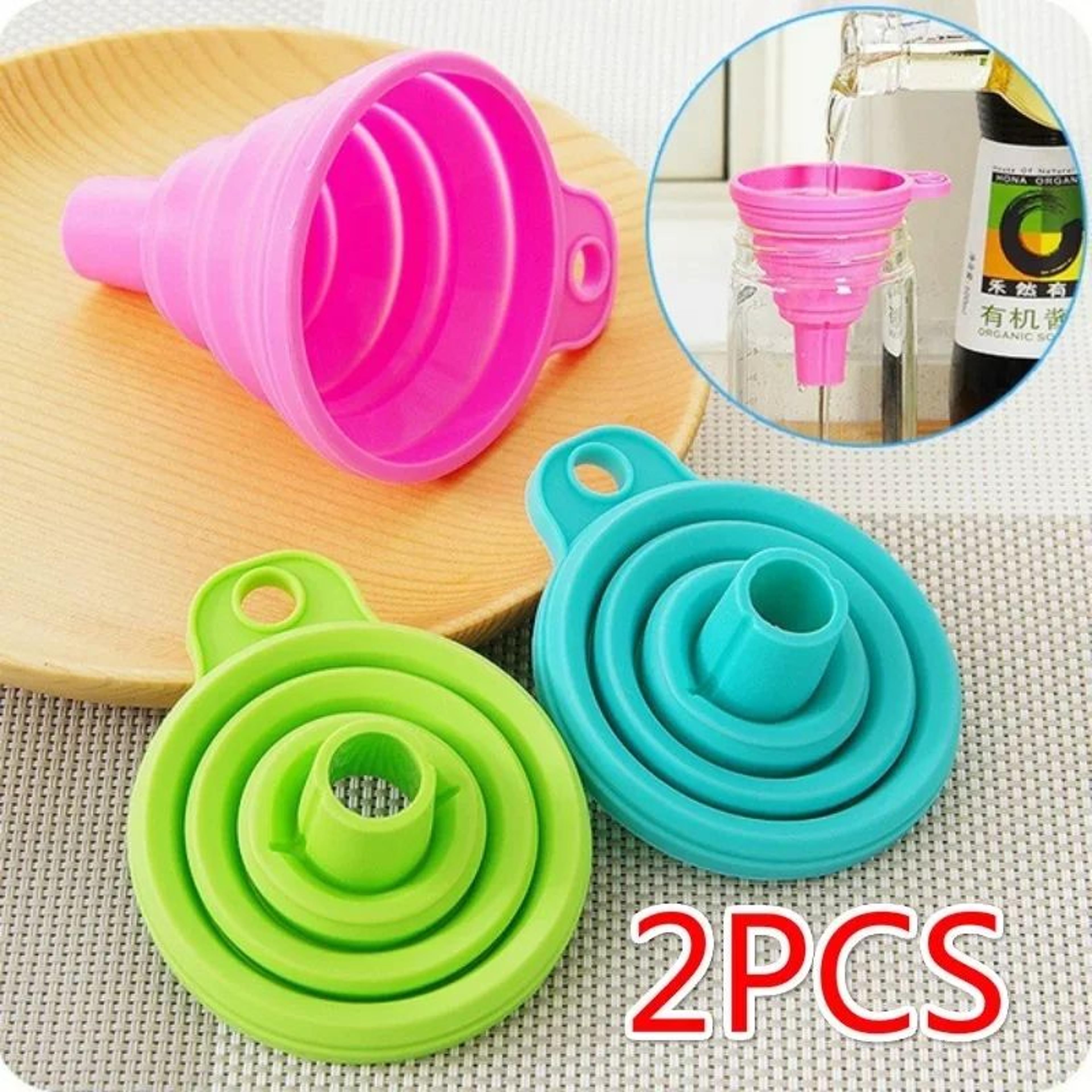 portable silicone collapsible funnel for clean, spill-free pouring