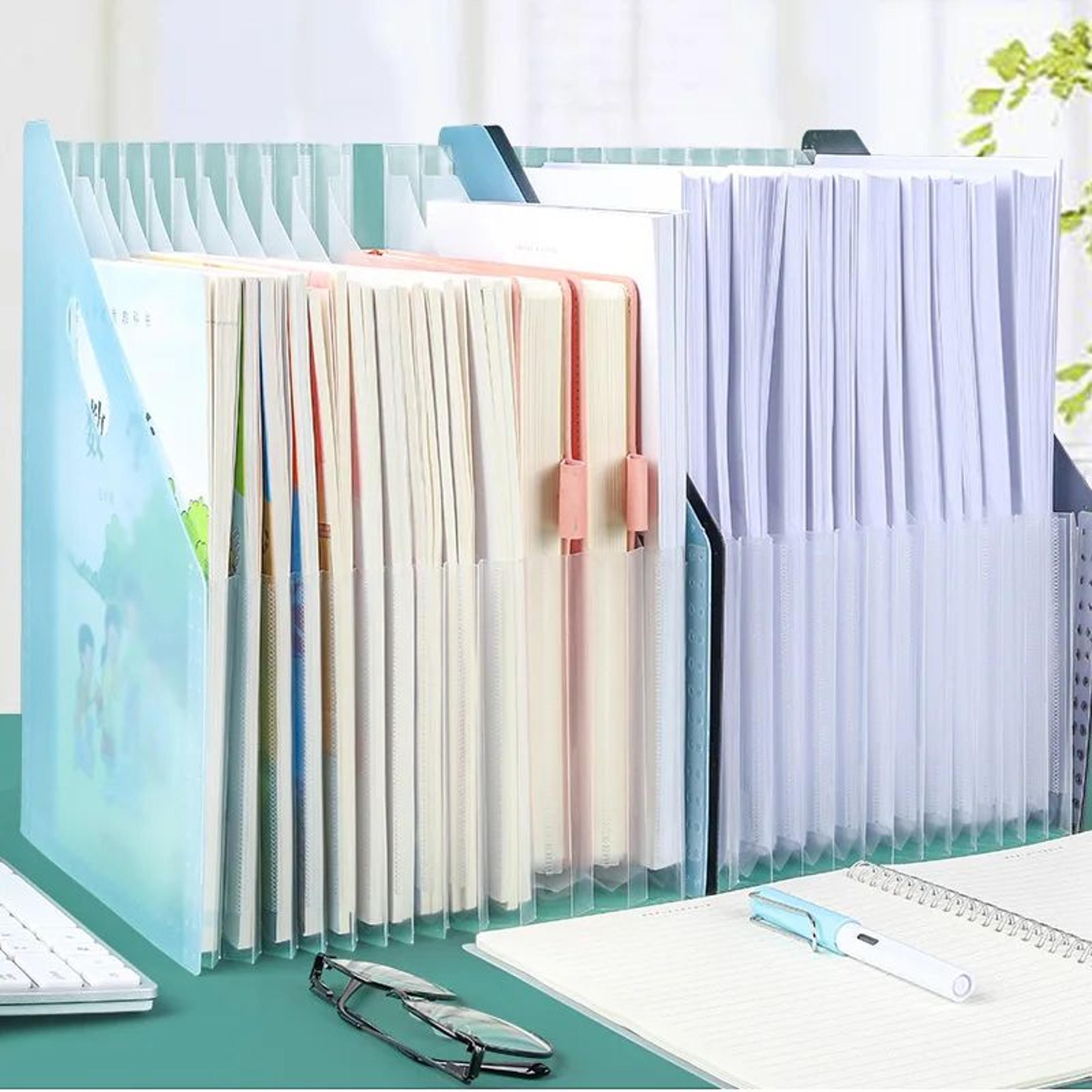 expanding desk file organizer multi-layer document folder for office and school