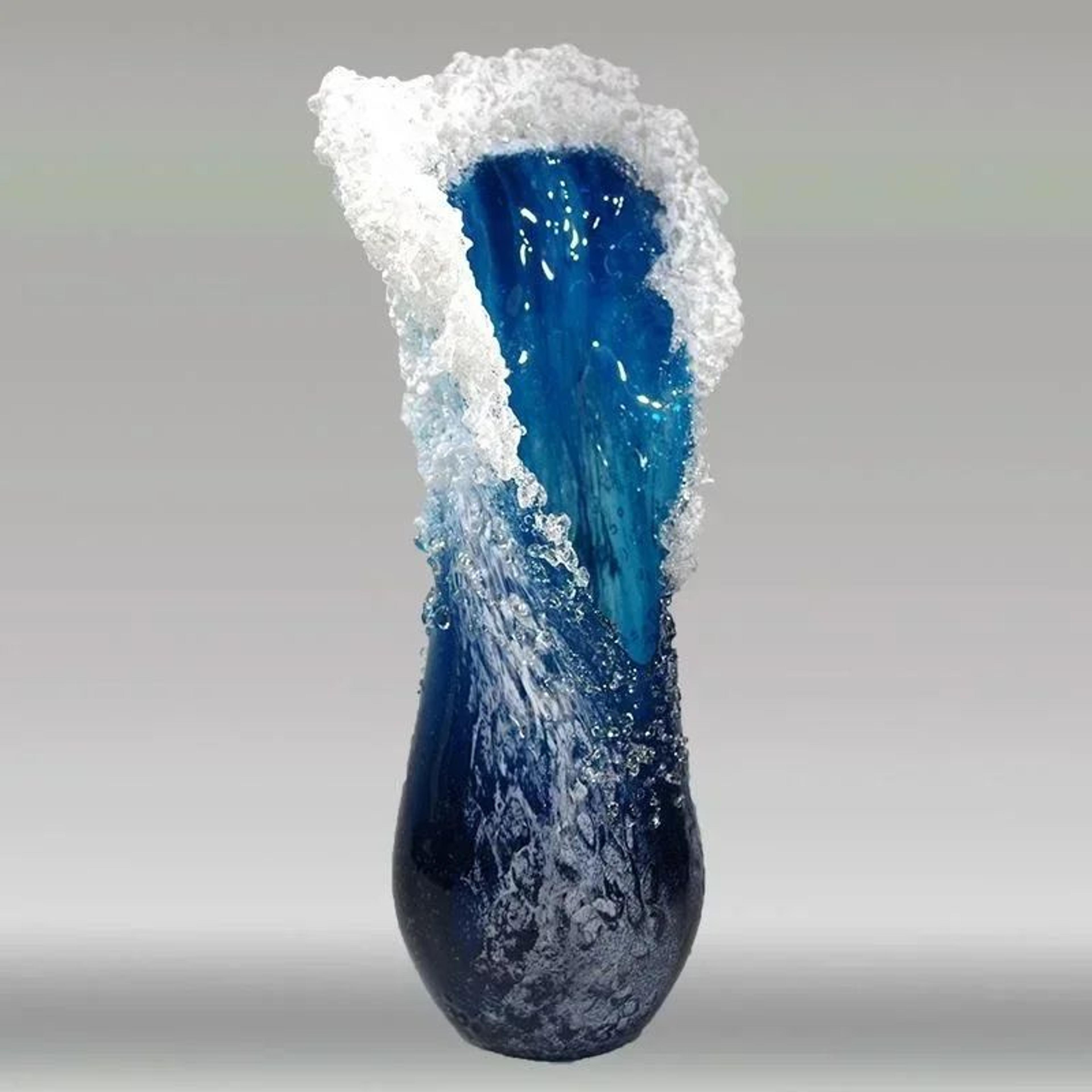 coastal ocean wave resin vase – blue decorative home decor & tabletop centerpiece