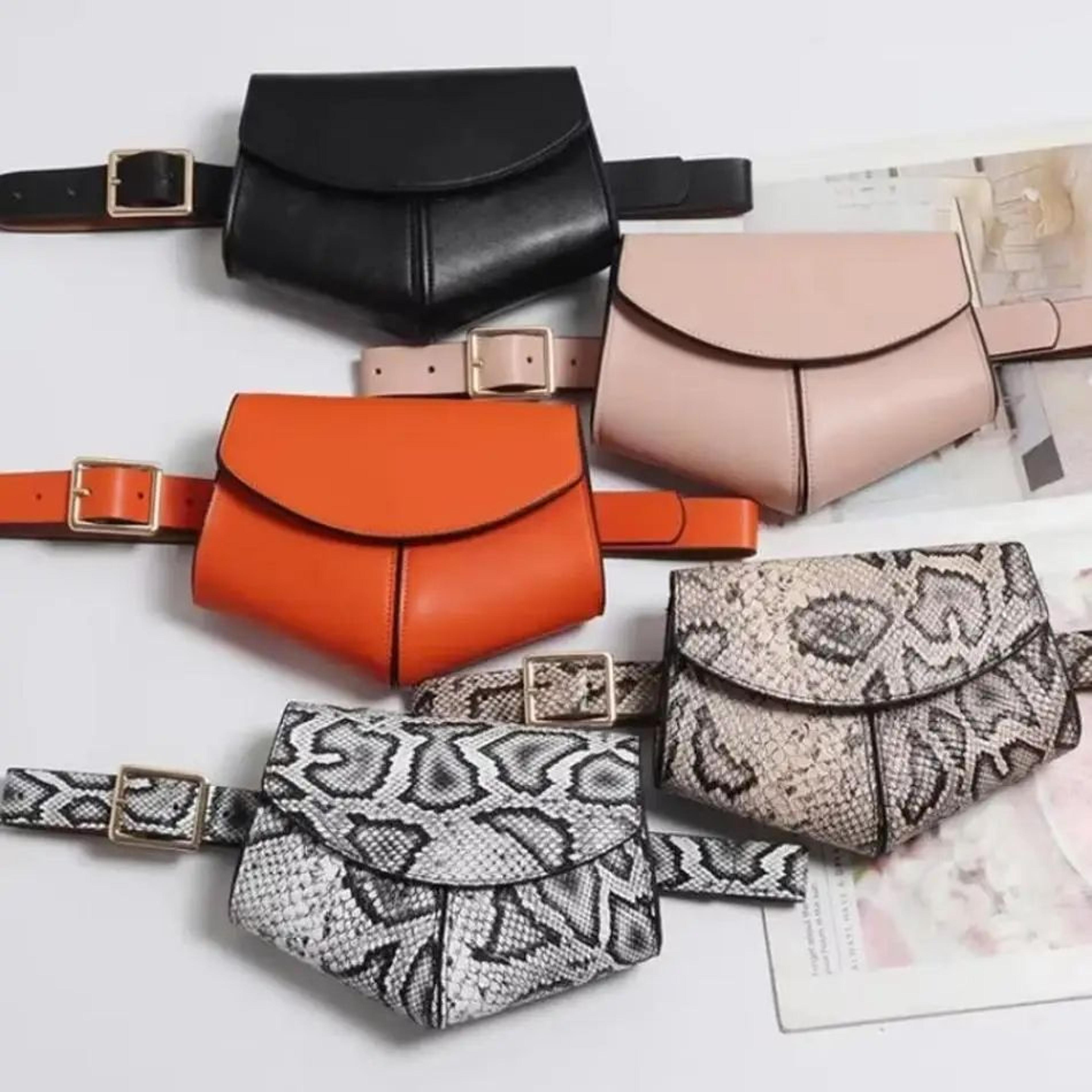 chic snakeskin waist saddle bag – trendy women waist bag with belt design