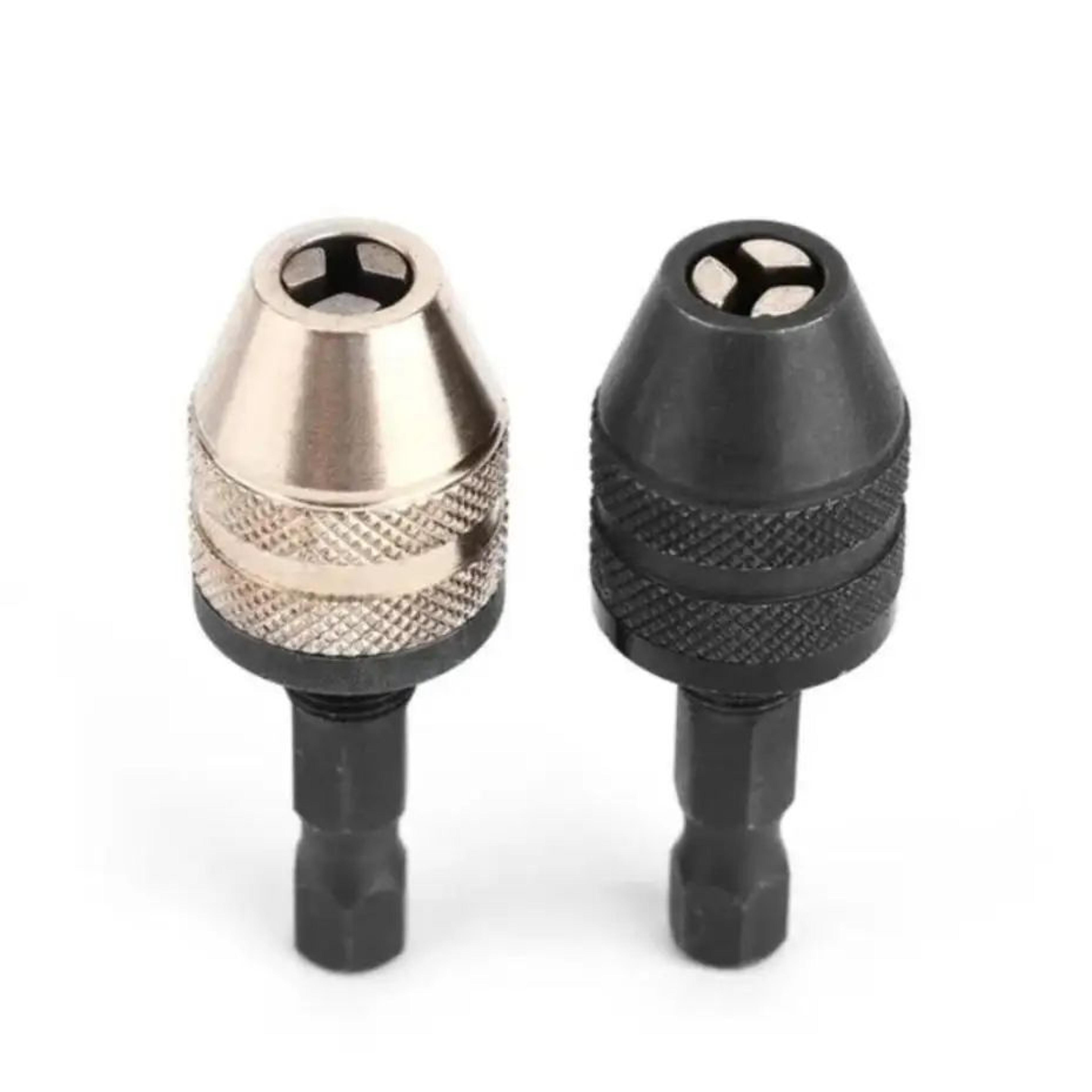 precisiongrip mini drill chuck adapter – adjustable three jaw chuck with hex shank (0.3–3.6mm)