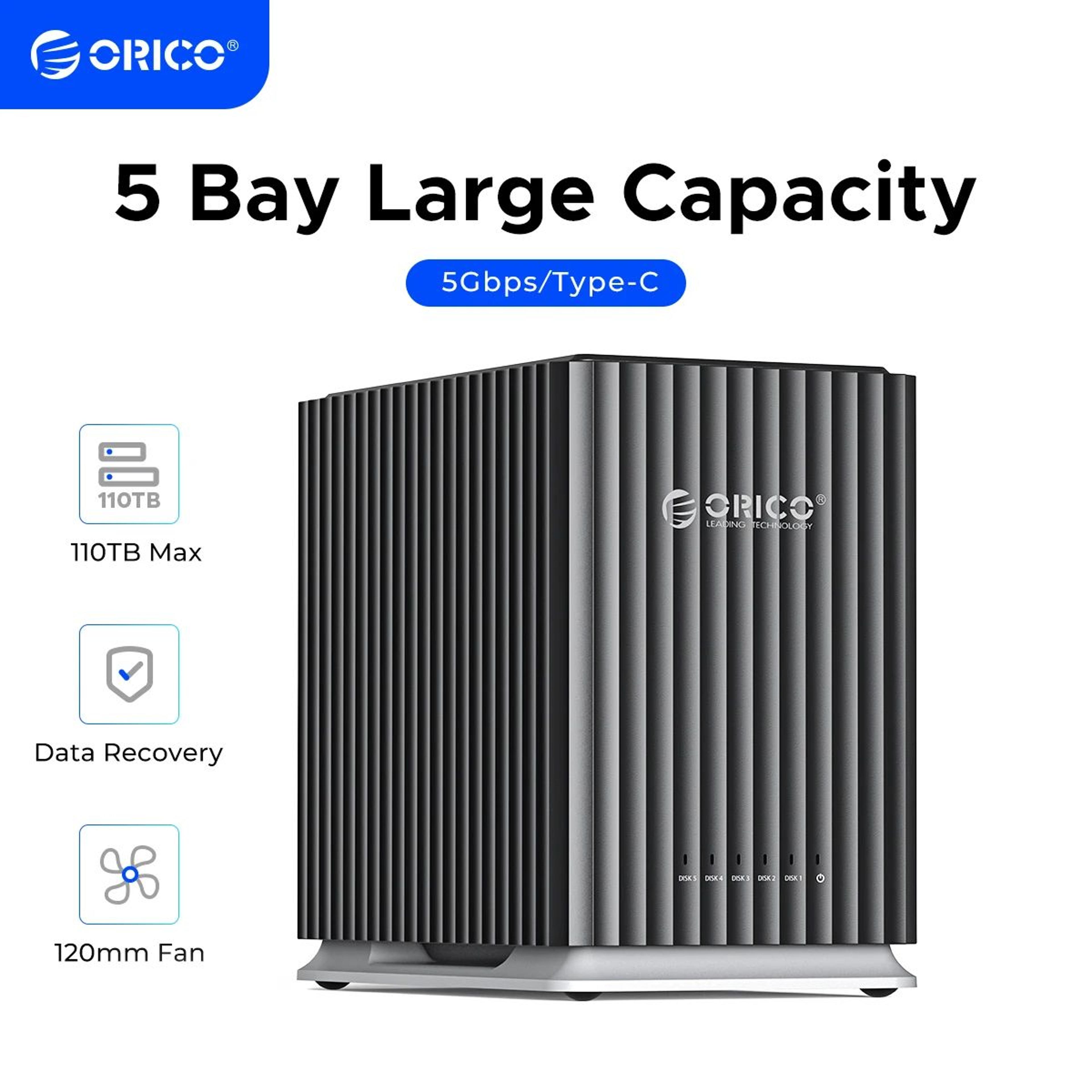 orico provault hdd docking station – 2bay / 5bay type-c hard drive dock for 3.5" sata drives