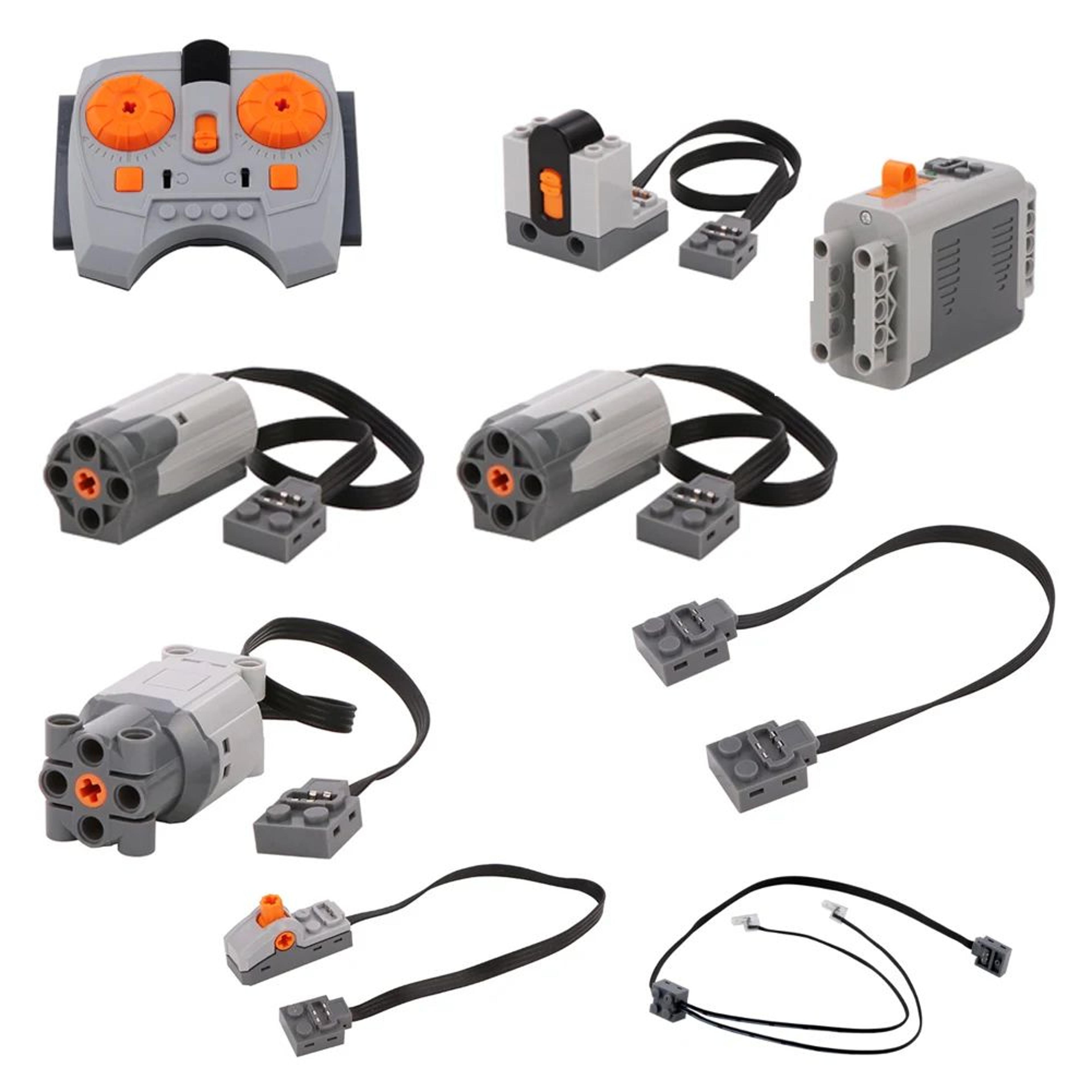 9-piece pf building blocks motor kit with ir remote – moc technology power functions set