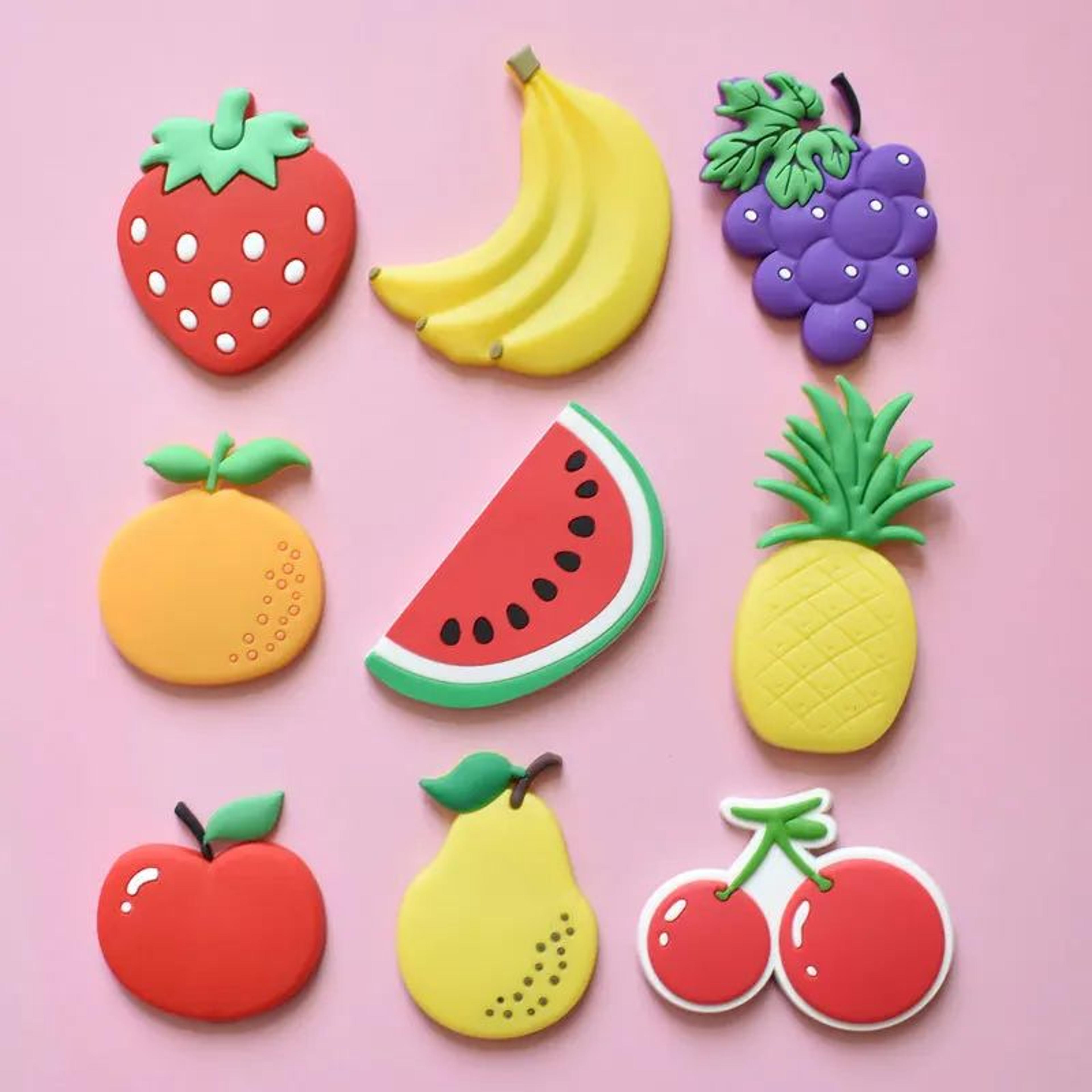 9pcs cute fruit fridge magnets – cartoon soft rubber refrigerator decor set