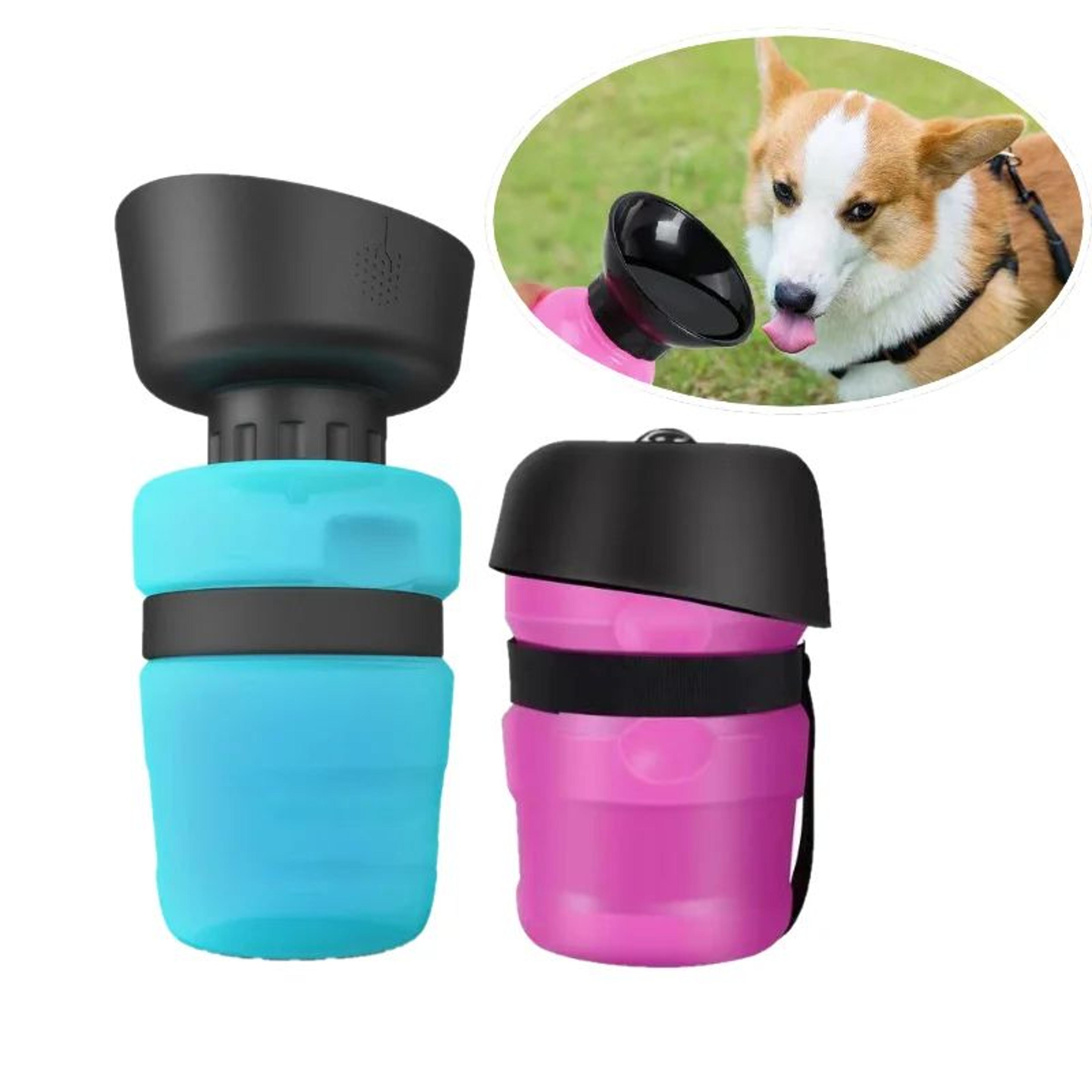 500ml portable dog water bottle with foldable leak-proof bowl