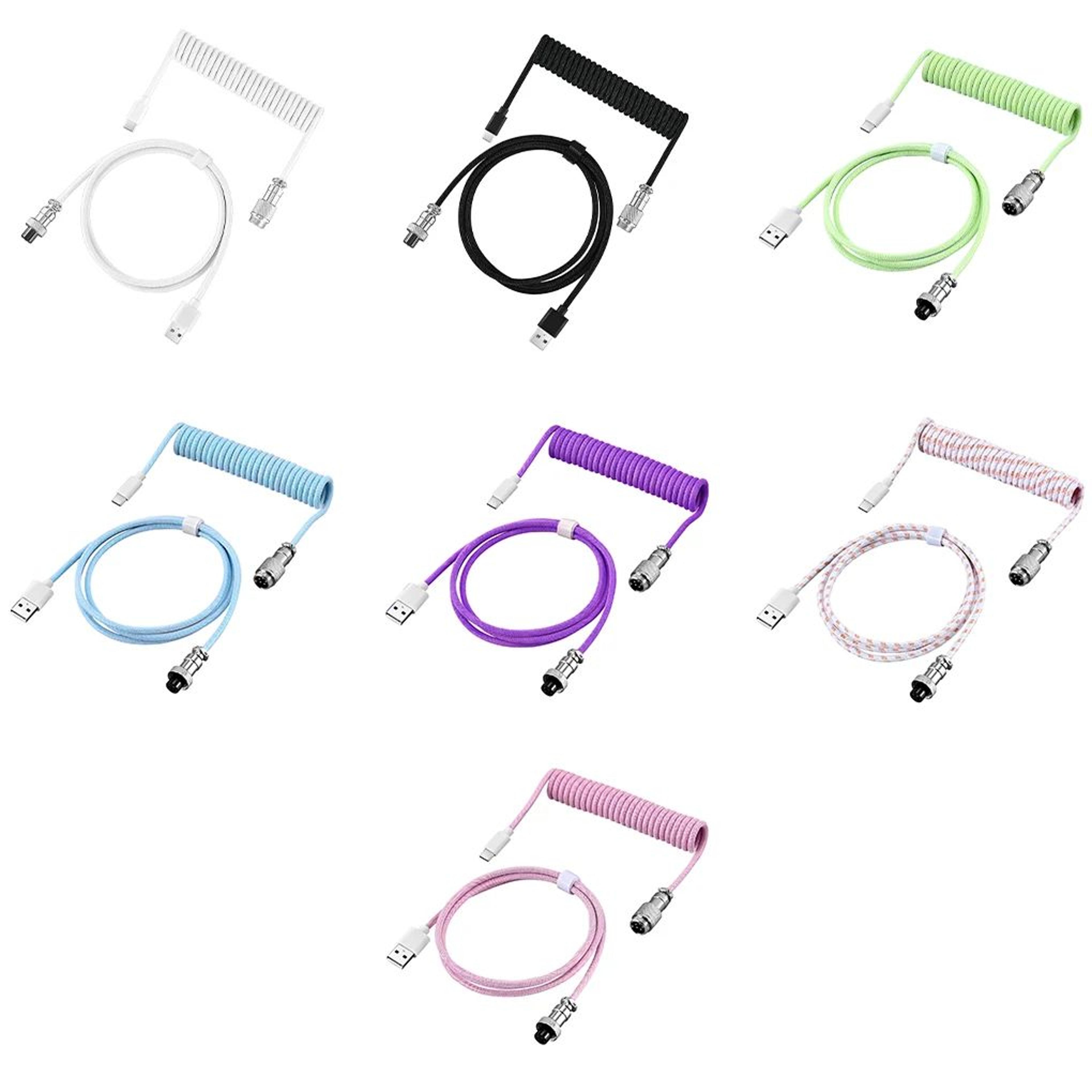 premium metal usb-c aviator coiled keyboard cable
