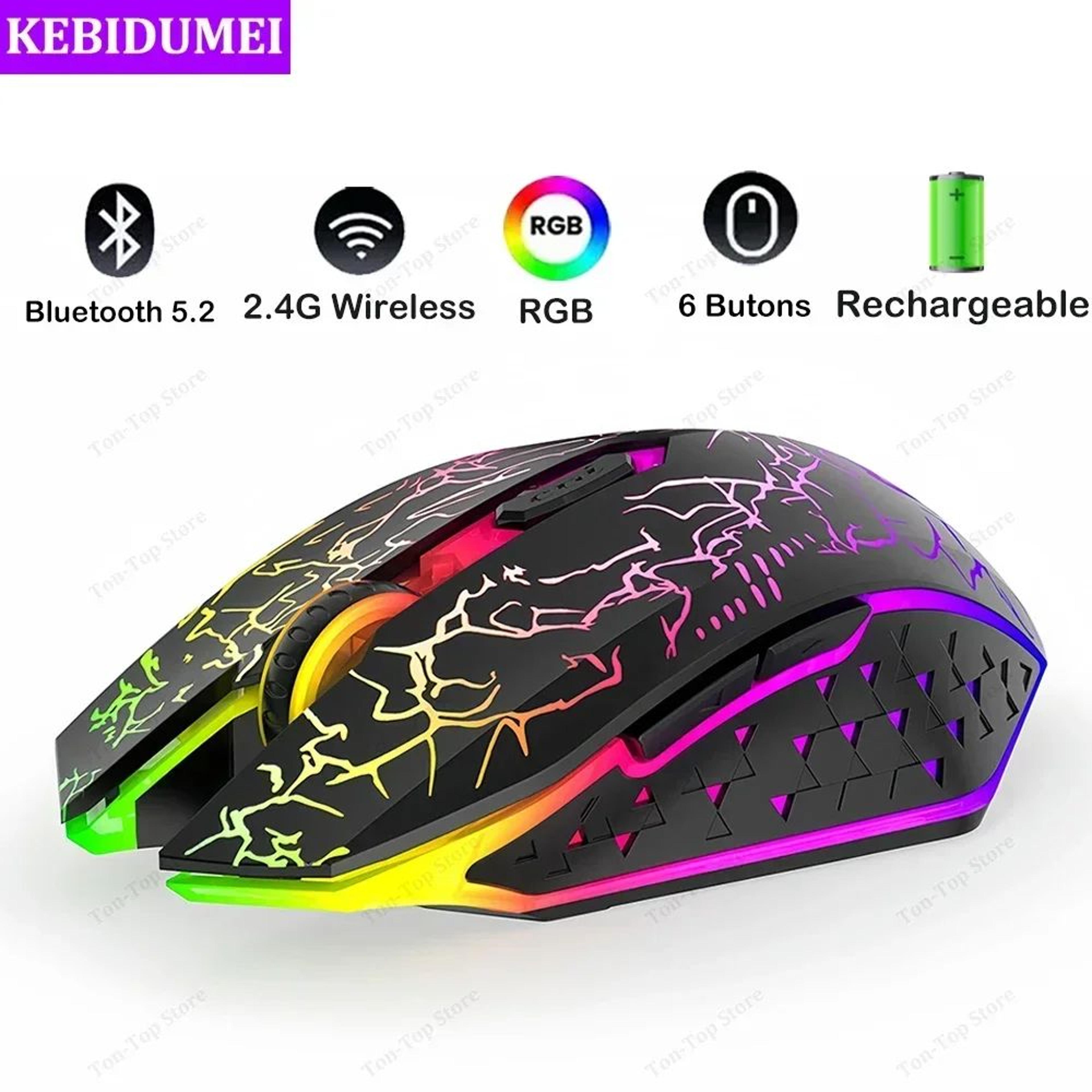 glowsilent dual-mode bluetooth 5.2 wireless gaming mouse with rgb backlight