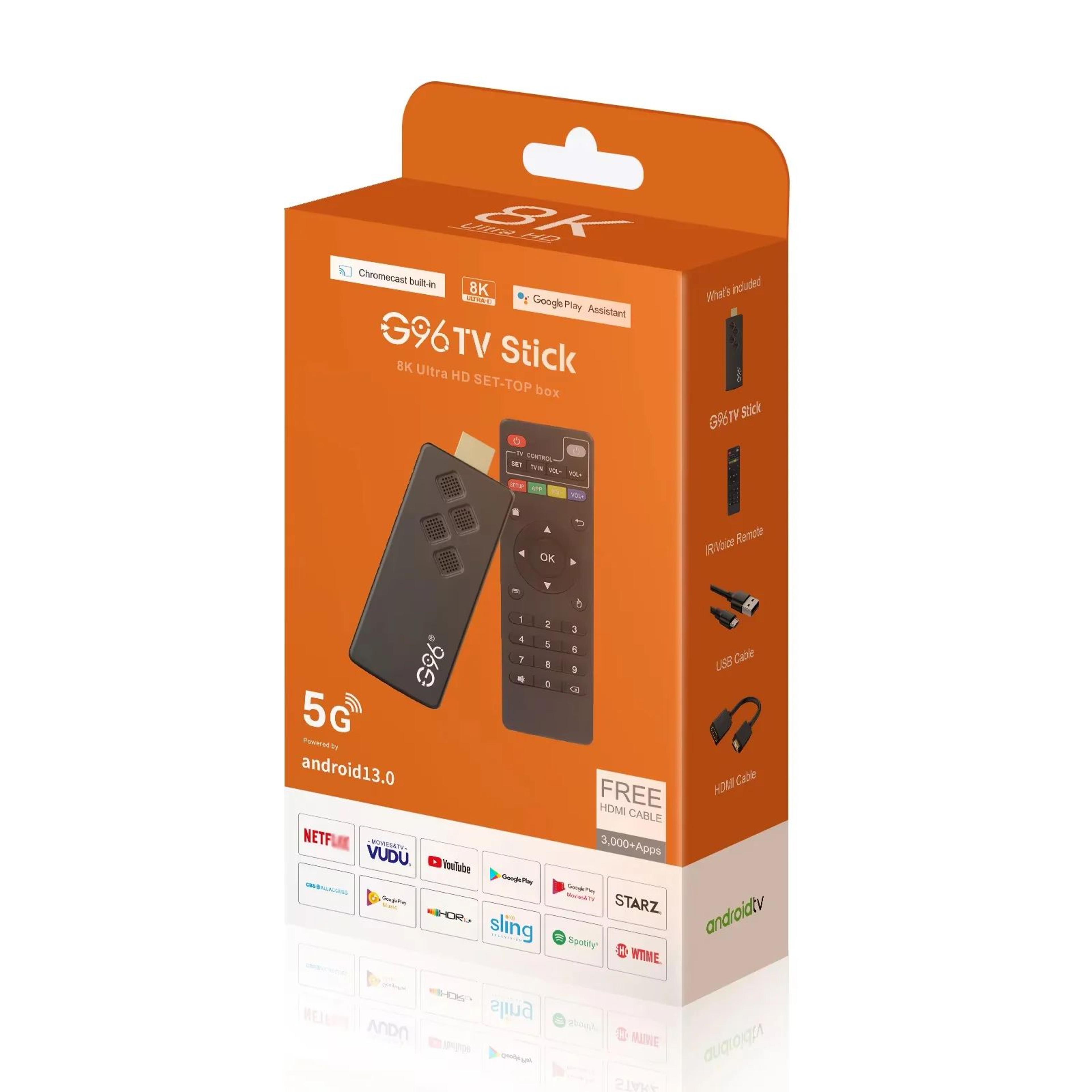 g96 8k android 13 tv stick – portable streaming media player (2gb/16gb)