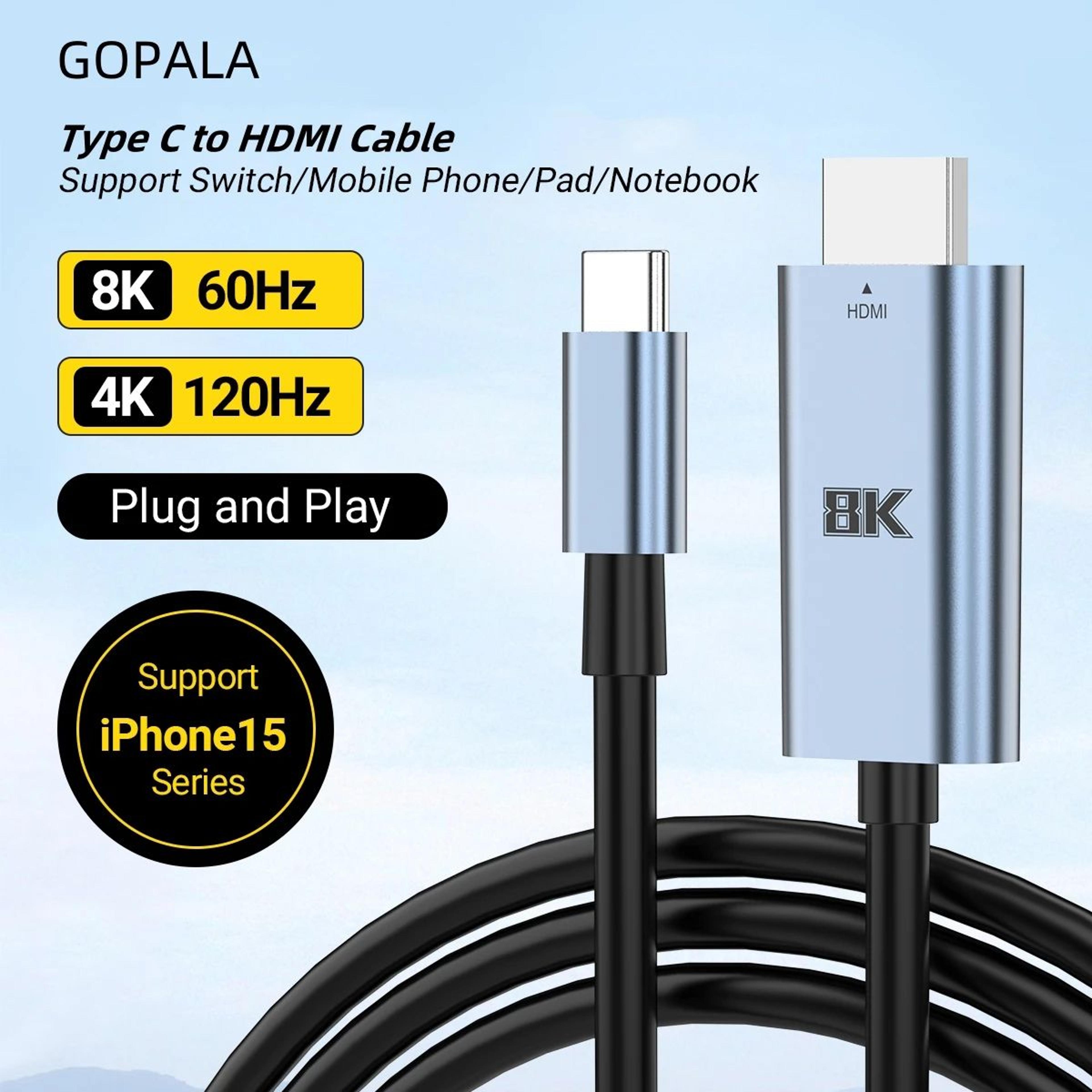 ultraview 8k usb c to hdmi cable 4k 120hz for macbook, ipad & samsung