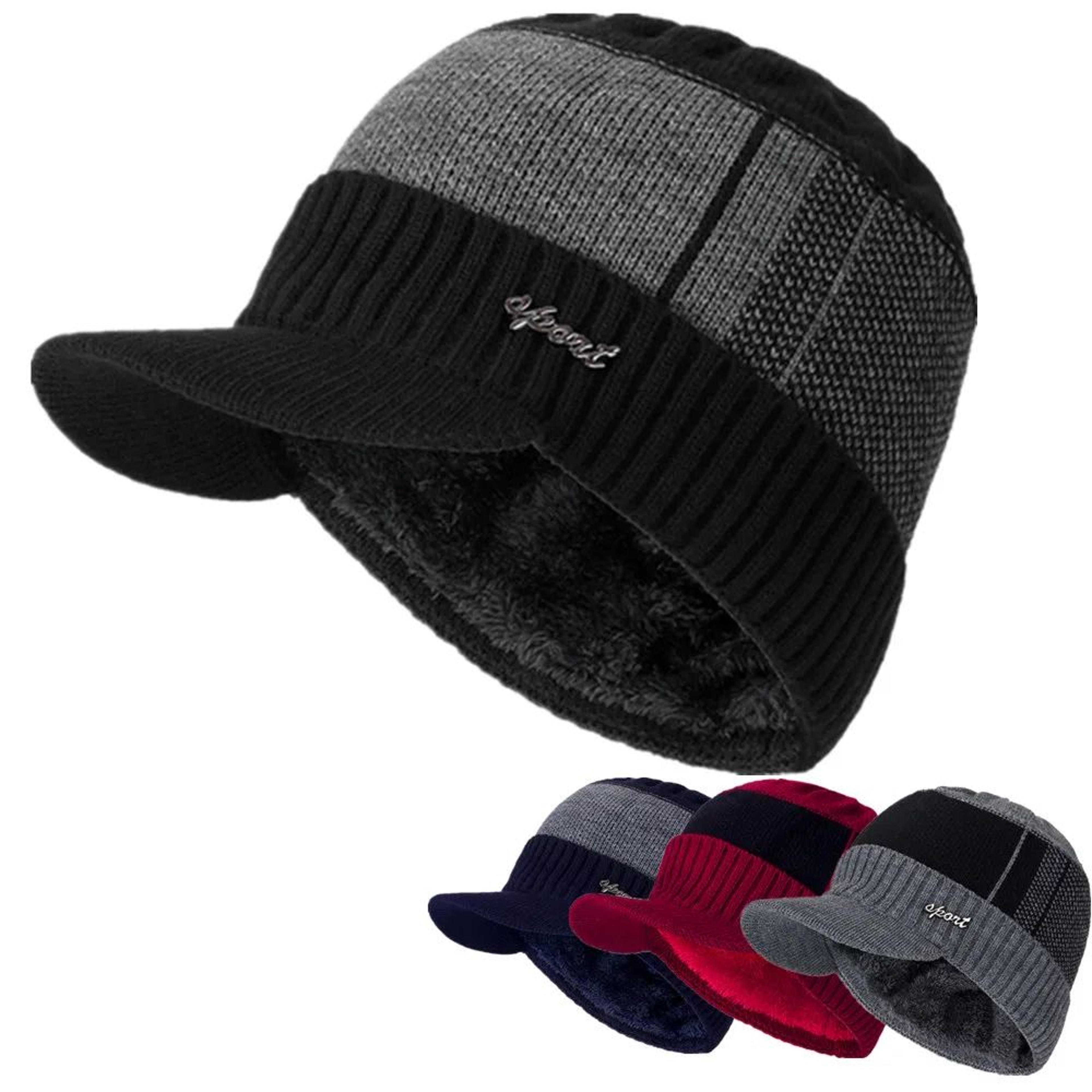 arcticshield fur-lined winter beanie with brim – unisex warm knitted hat