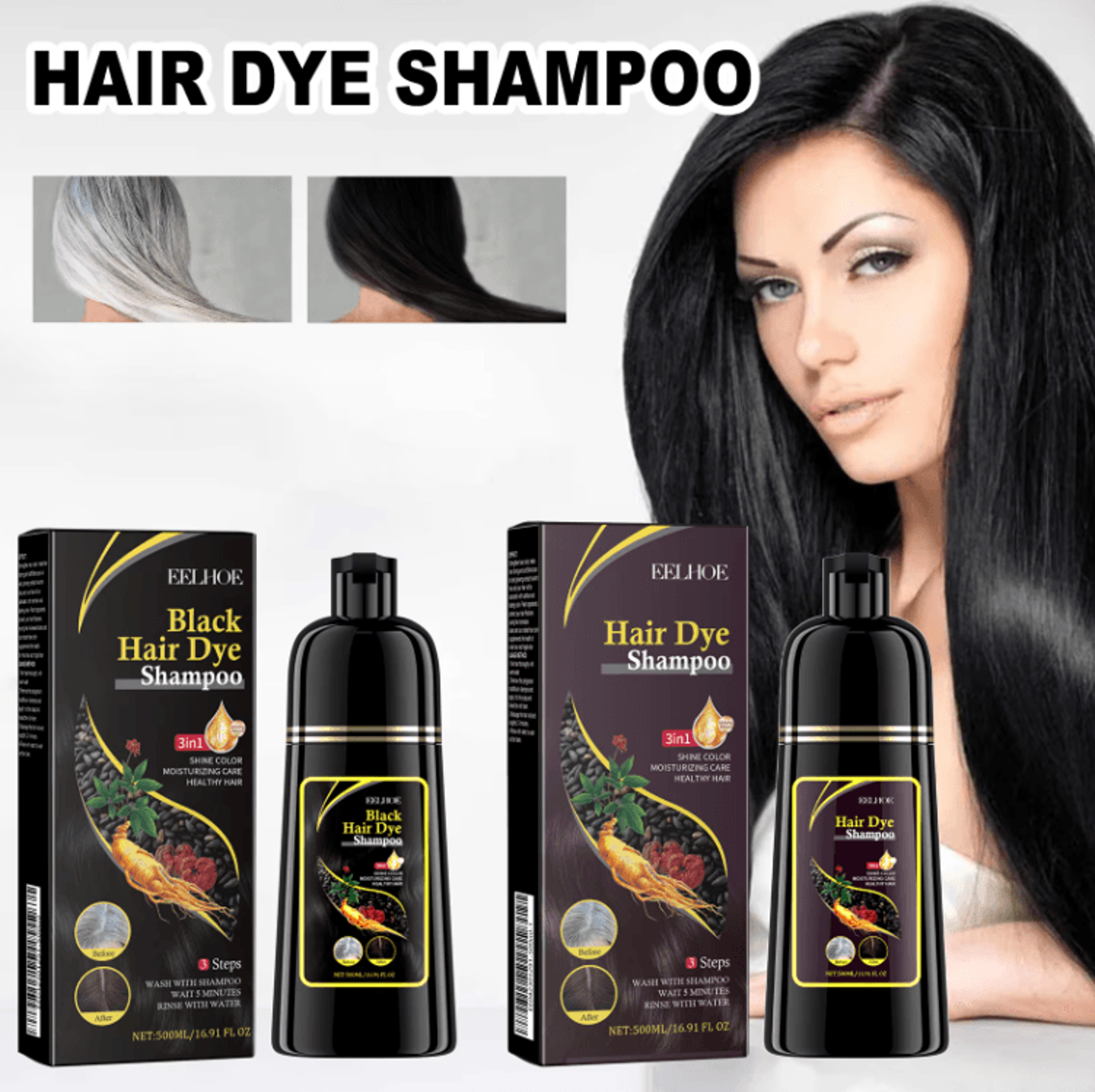 natural brown hair dye shampoo – nourishing gray coverage & scalp care formula
