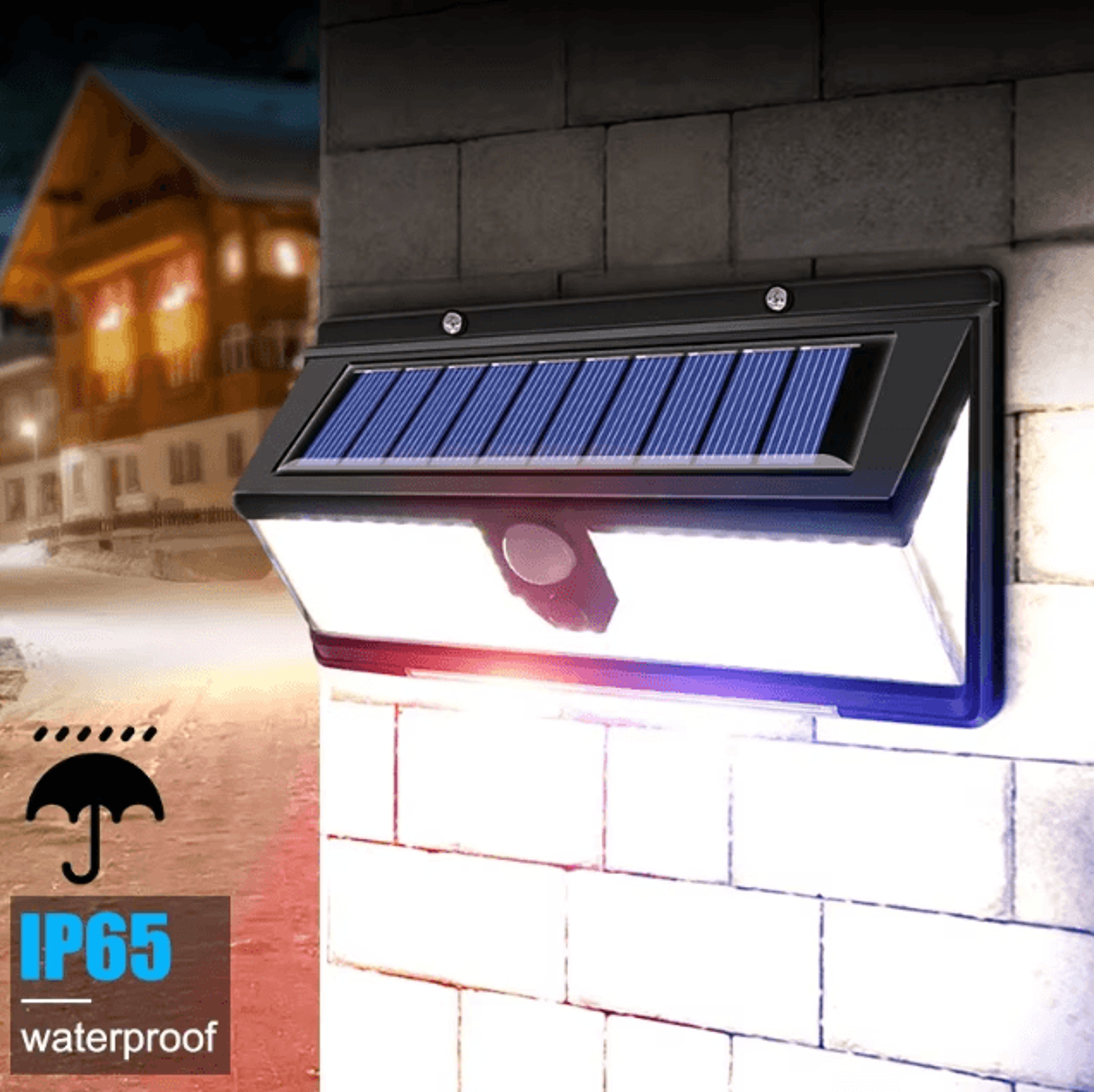 190 led solar motion sensor wall light – 4-mode waterproof outdoor security lamp