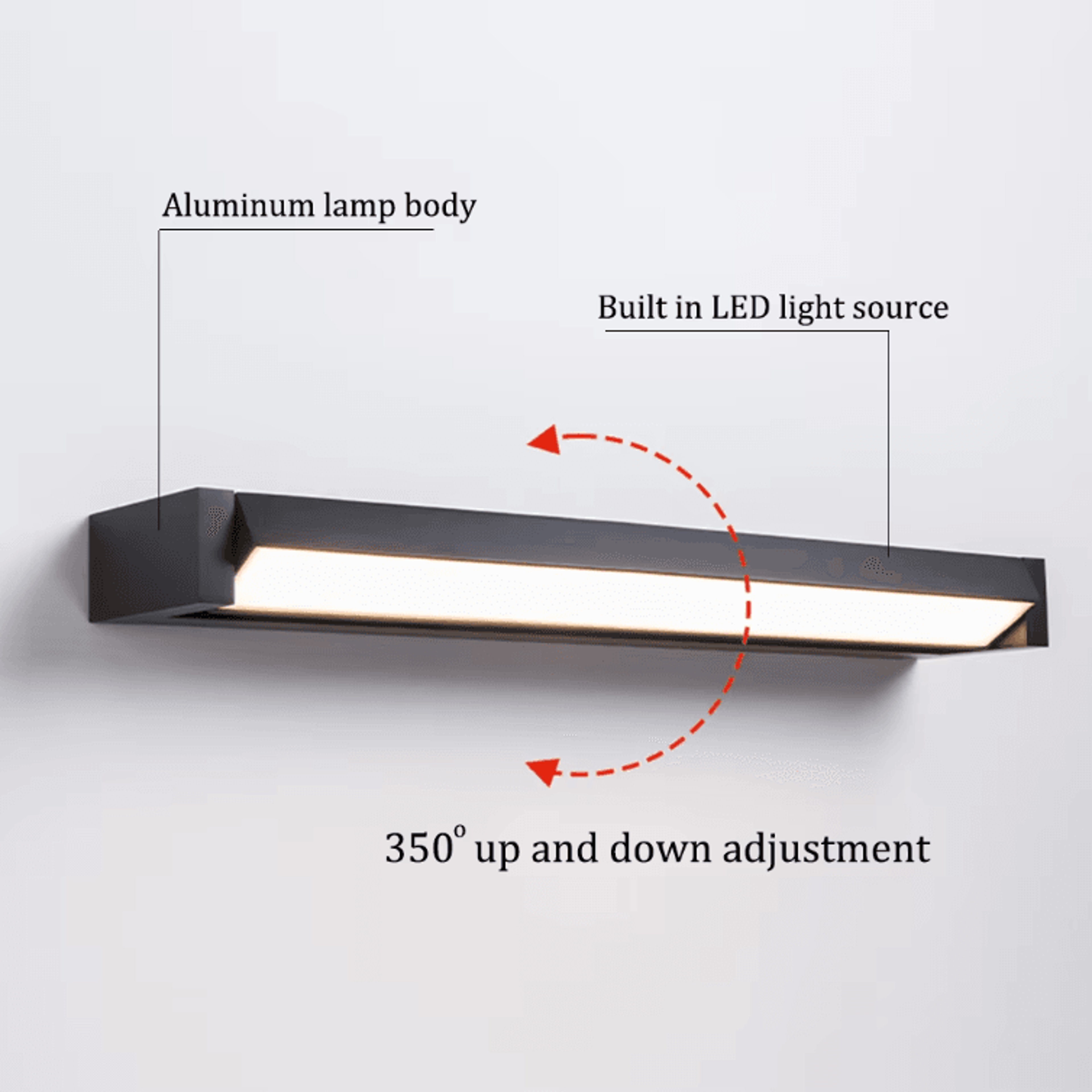adjustable beam led outdoor wall lamp – ip65 waterproof aluminum garden light