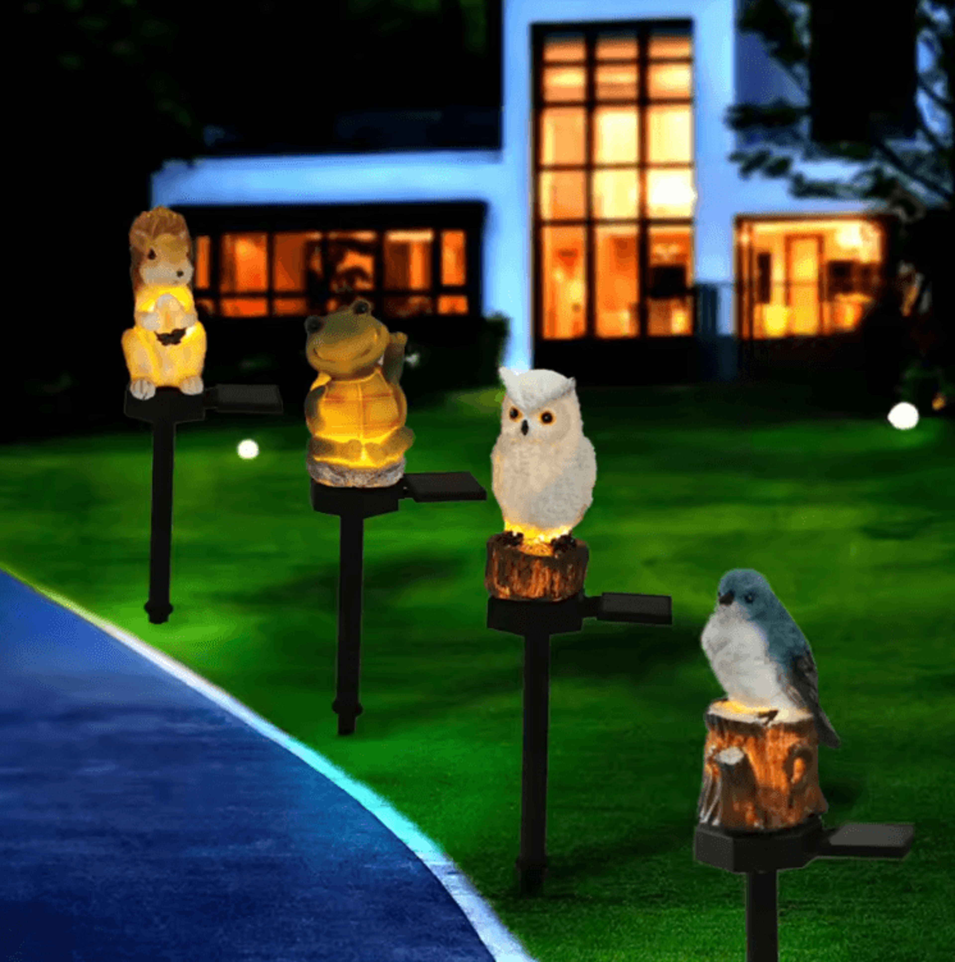 cute solar animal garden light – waterproof decorative figurine lamp for pathway & patio
