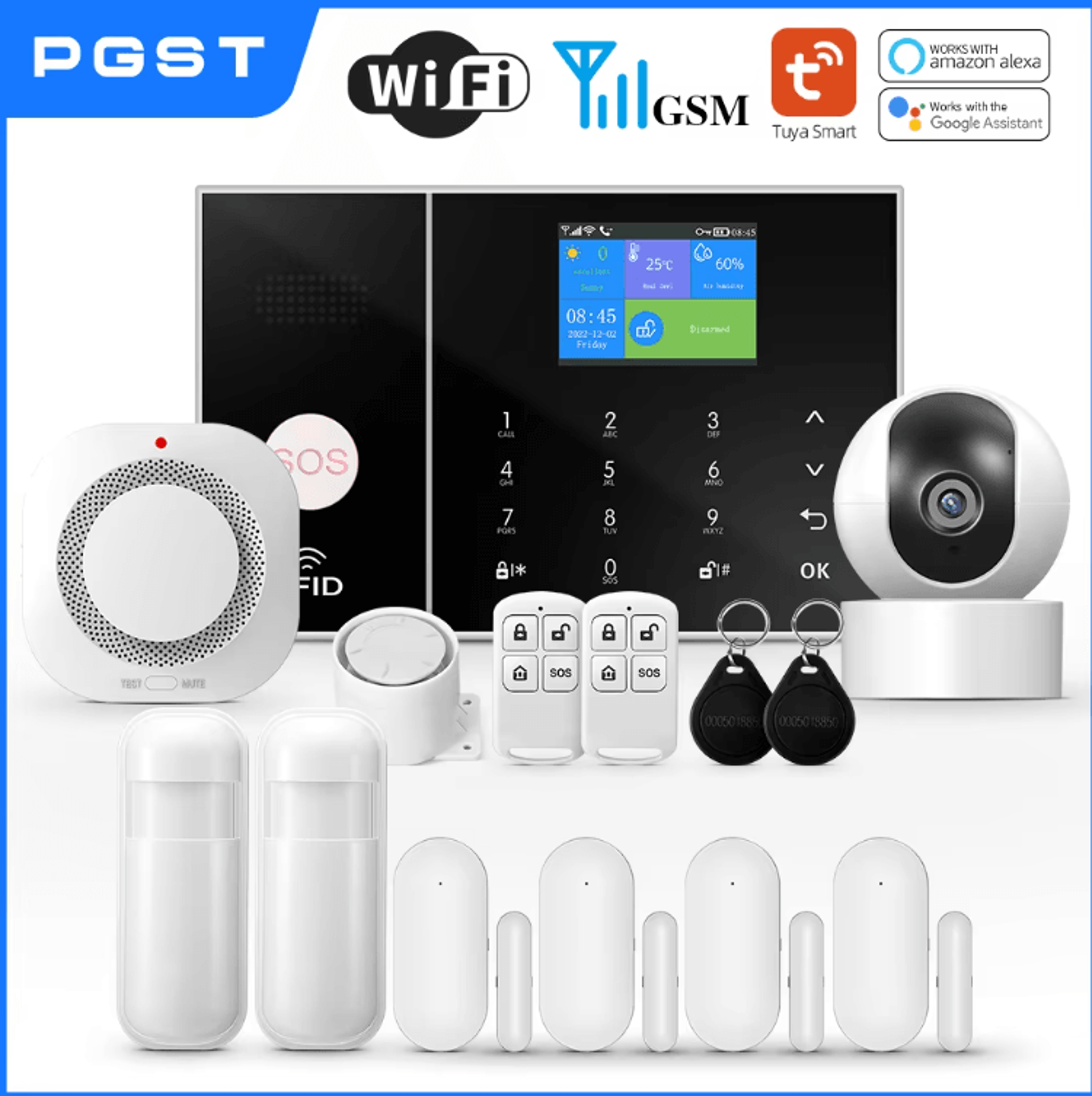pgst smart wifi gsm home security alarm system – tuya app & alexa compatible