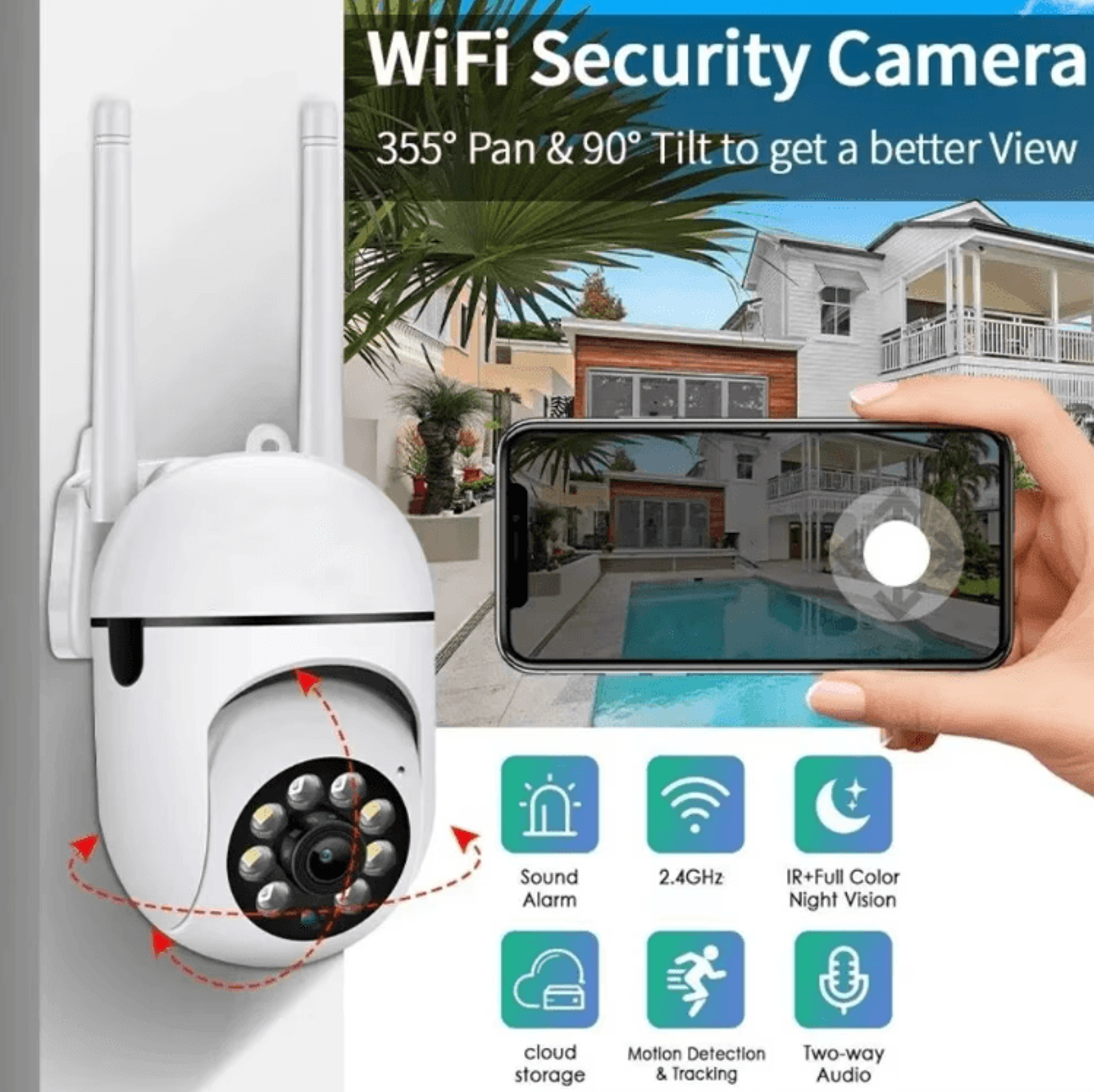 8mp 4k wireless ptz security camera – outdoor wifi auto-tracking cctv with 4x zoom