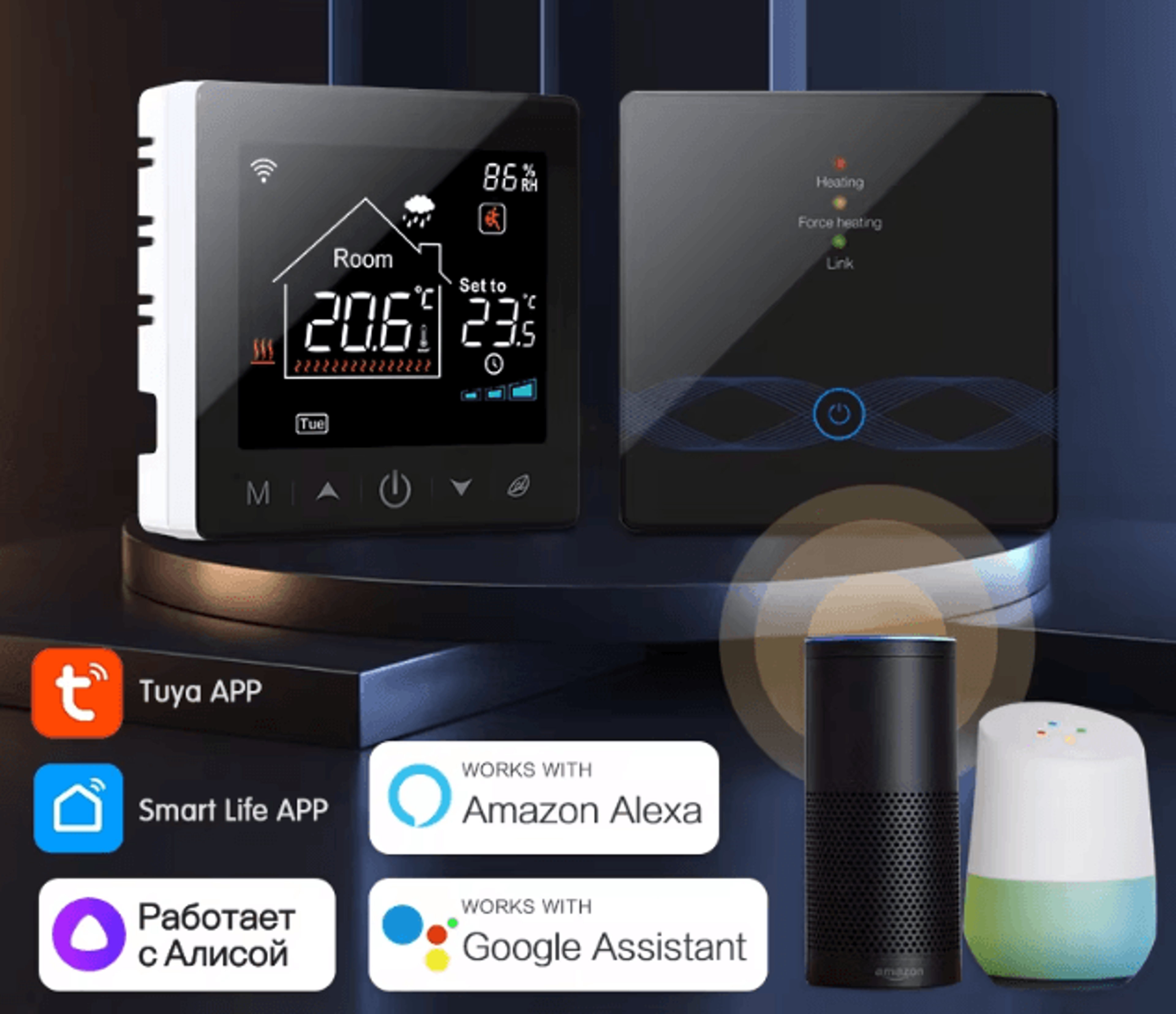 tuya wifi smart thermostat rf433 wireless controller for gas boiler & floor heating with alexa & google home