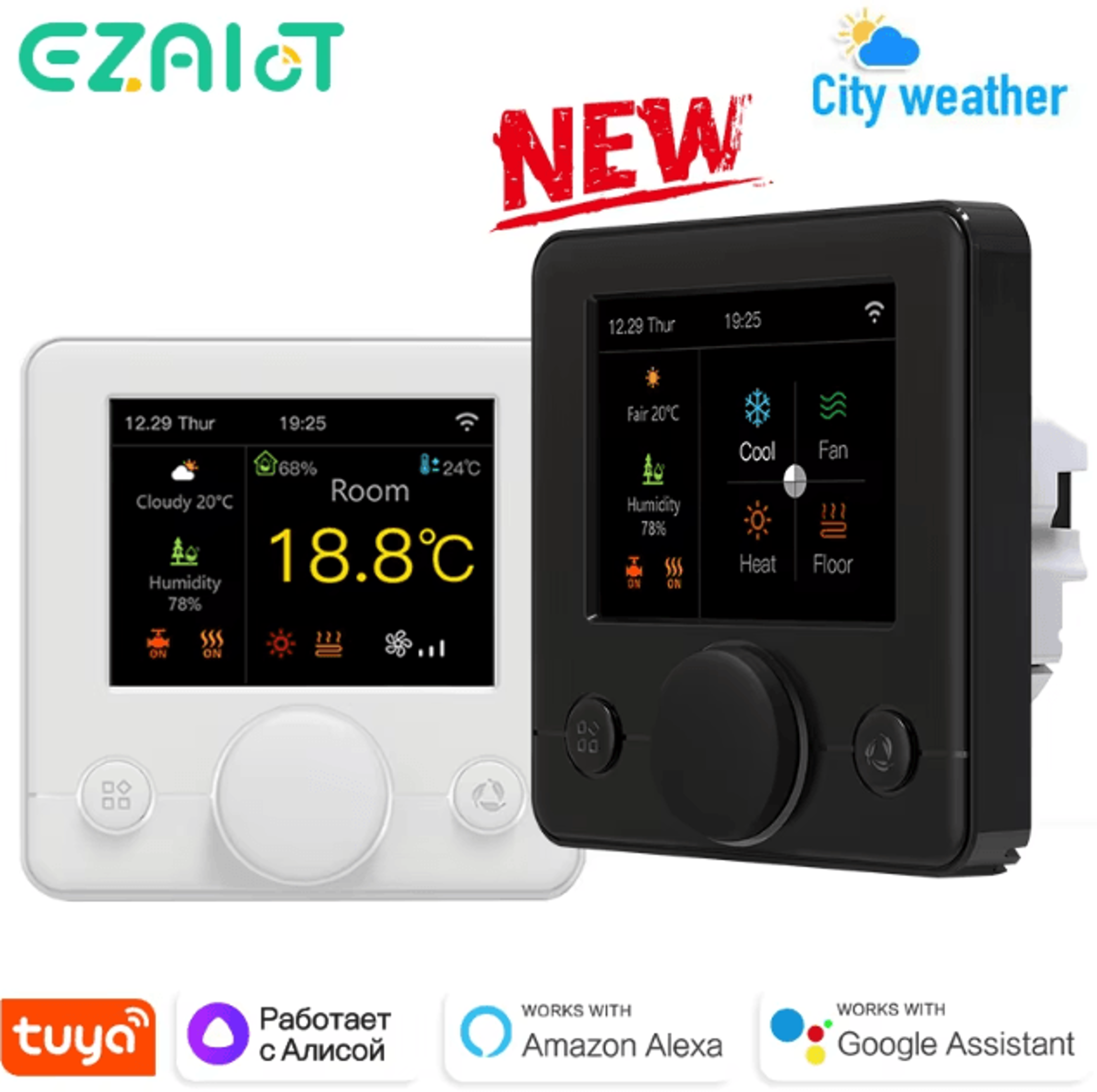 tuya wifi smart thermostat for water & electric floor heating – wireless temperature & humidity controller with alexa &