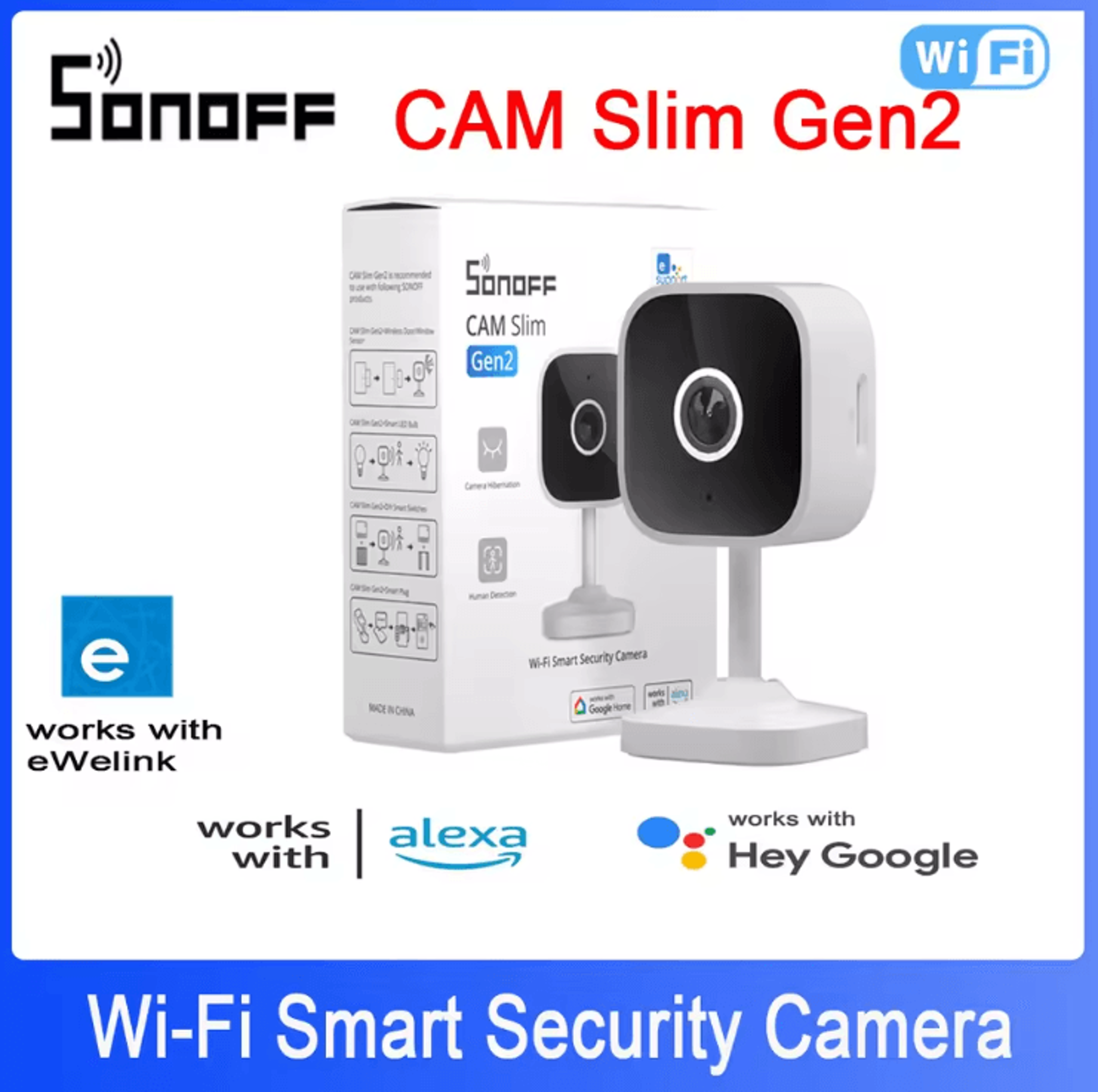 sonoff cam slim gen2 wifi security camera – 1080p hd indoor camera with motion detection & two-way audio