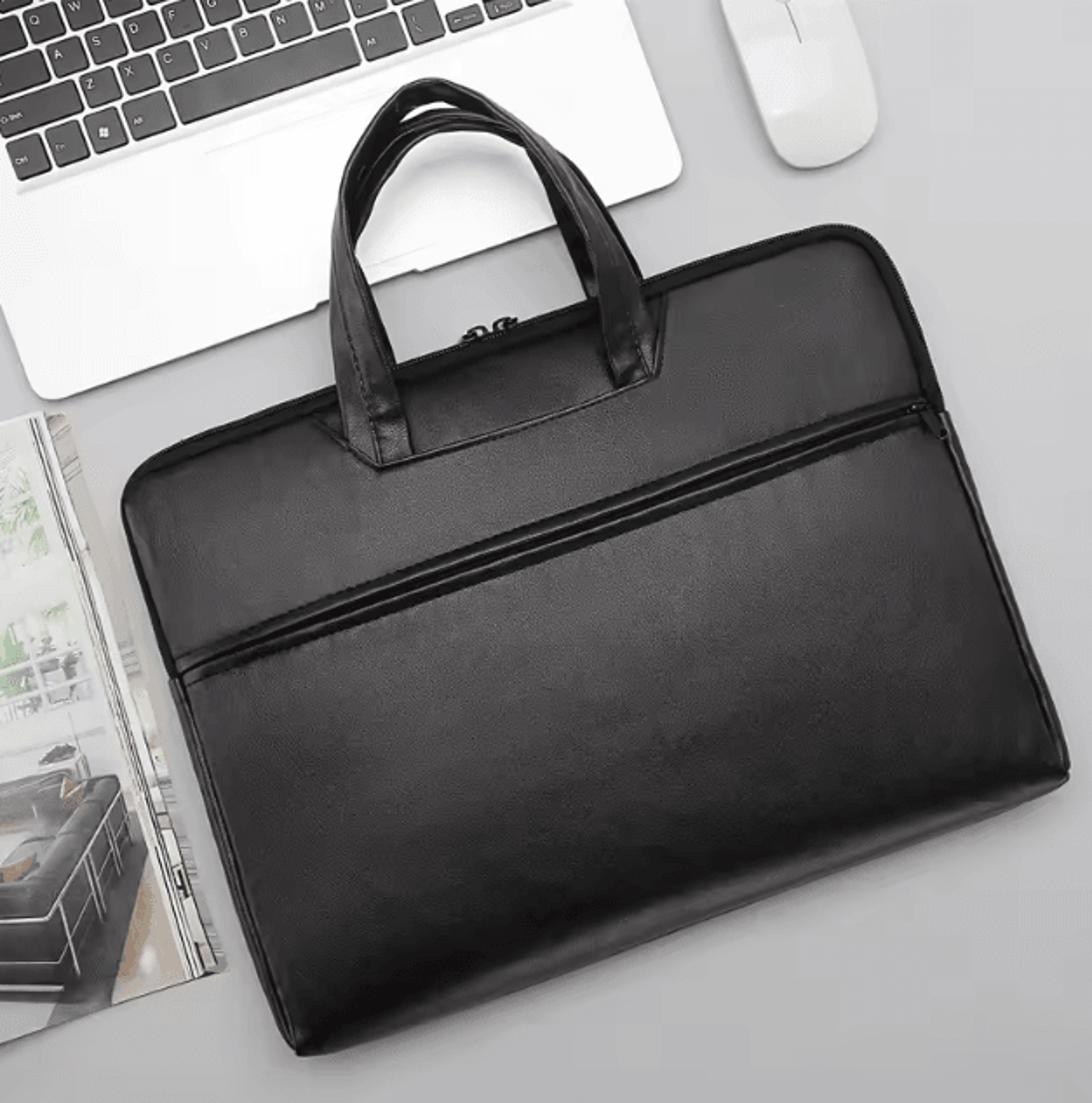 mens large capacity briefcase crossbody bag with multiple compartments for business and travel