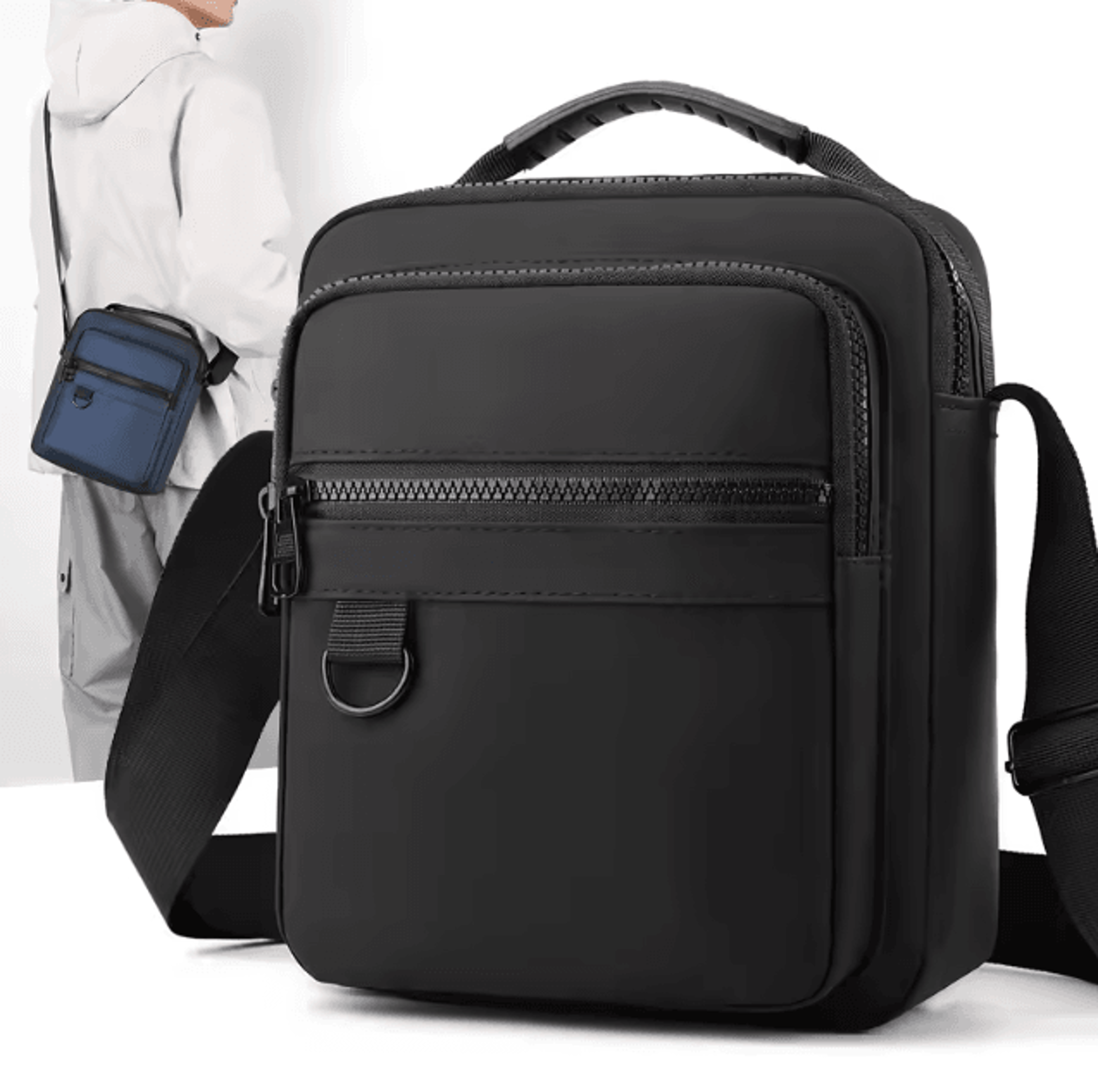 mens canvas crossbody shoulder bag for casual commuting and outdoor use