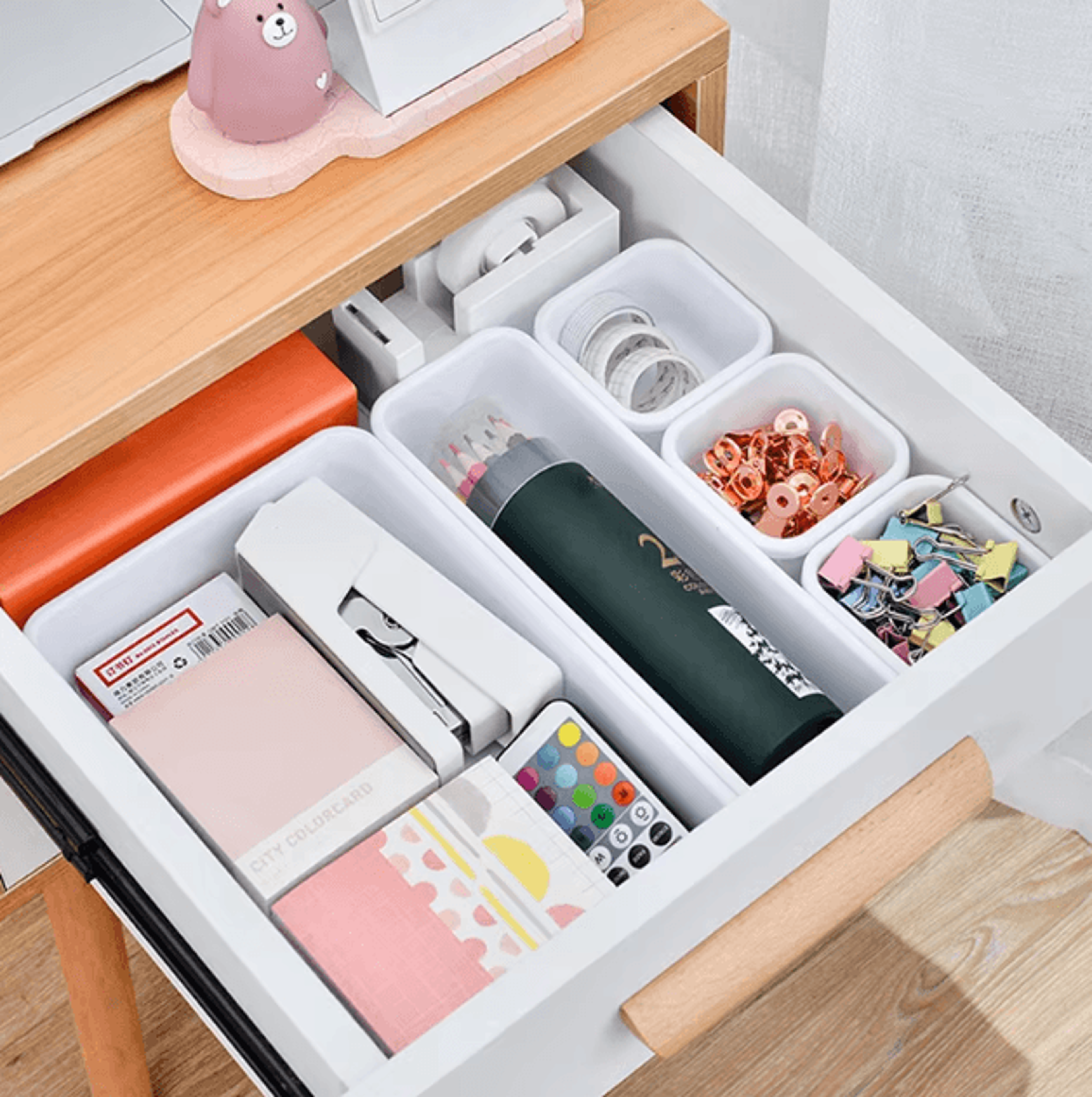organix 13 piece drawer organizer set for desk kitchen and makeup storage