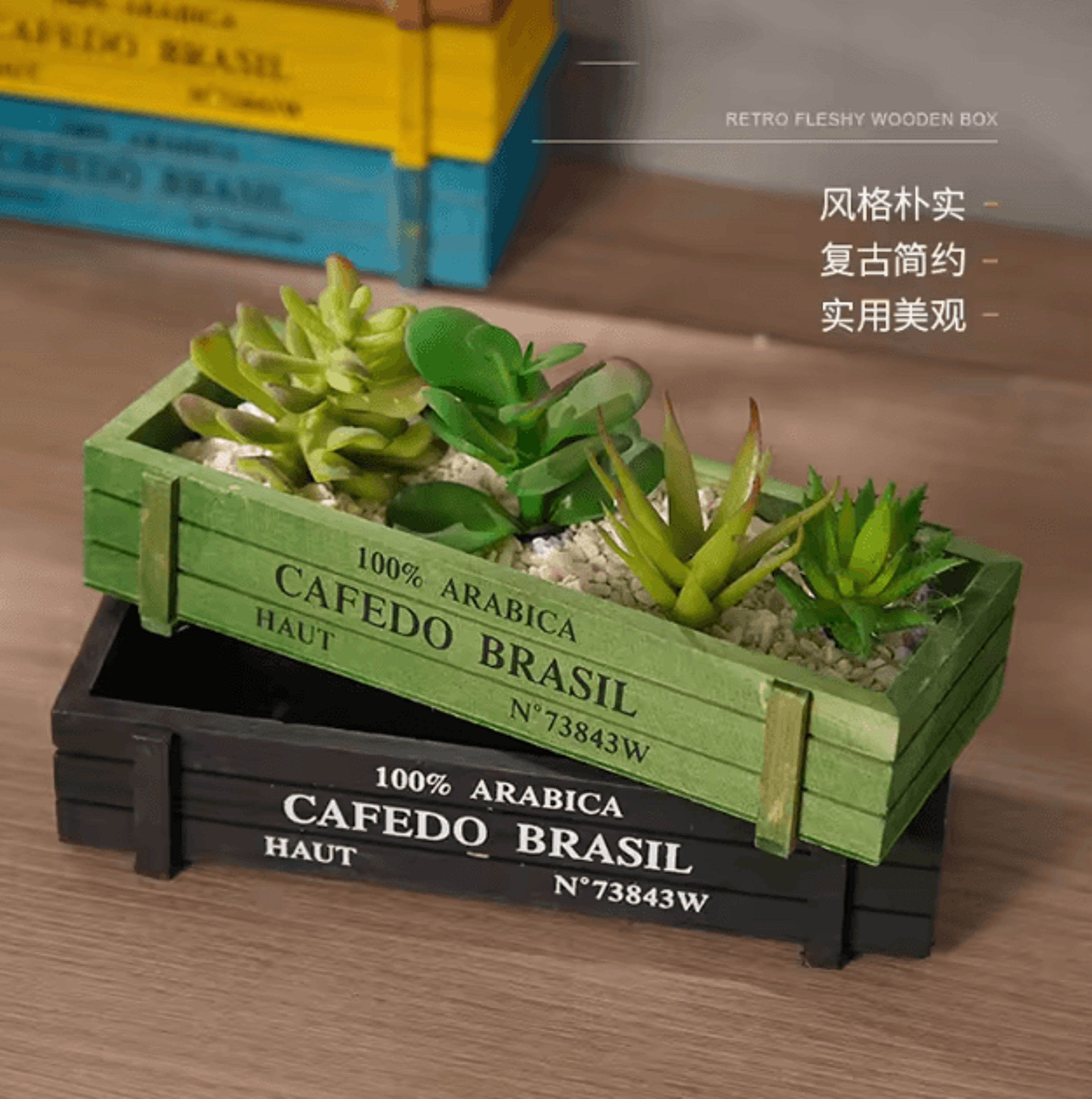 rusticcharm vintage wooden succulent planter box desktop storage organizer